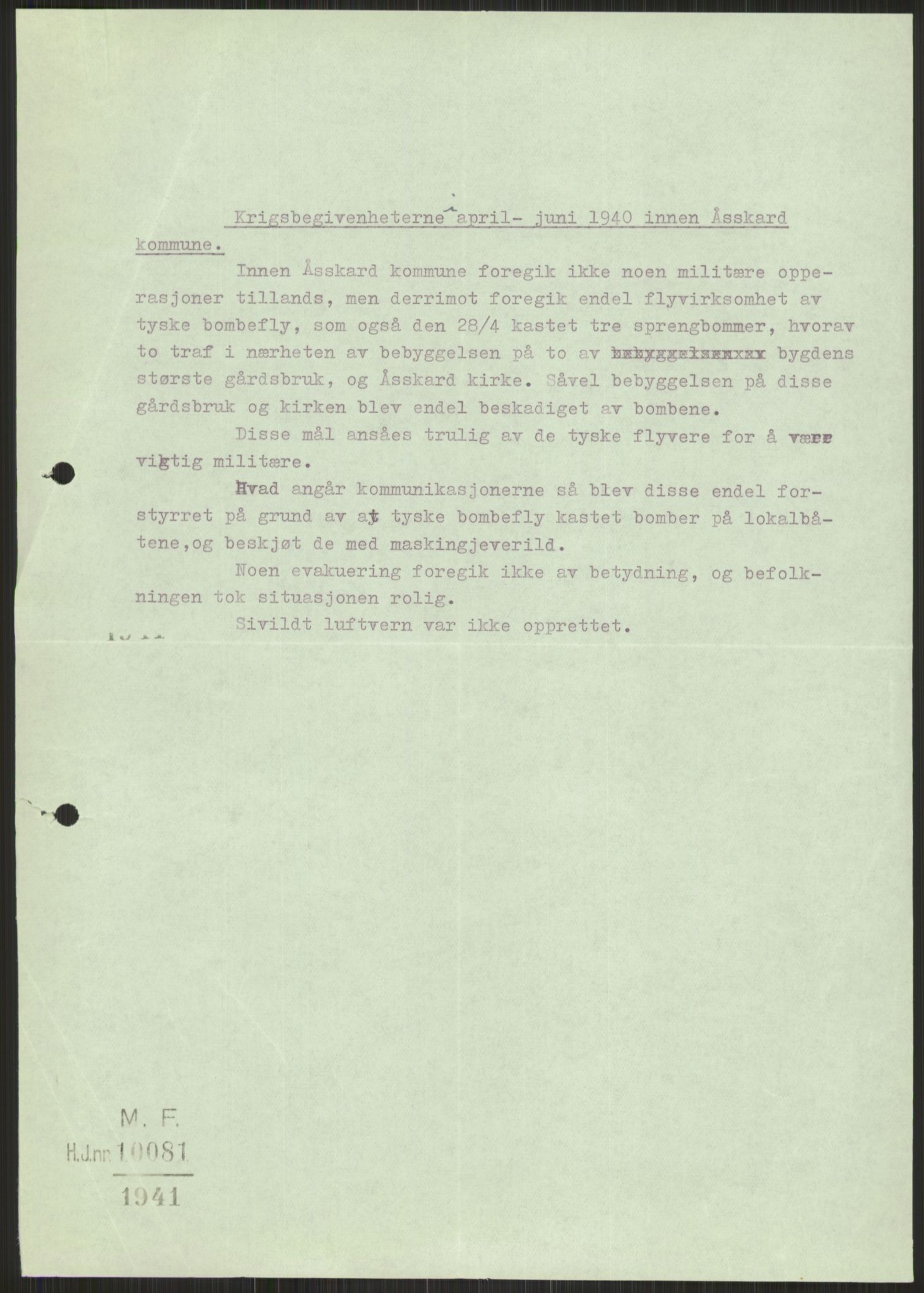 Forsvaret, Forsvarets krigshistoriske avdeling, AV/RA-RAFA-2017/Y/Ya/L0015: II-C-11-31 - Fylkesmenn.  Rapporter om krigsbegivenhetene 1940., 1940, s. 945