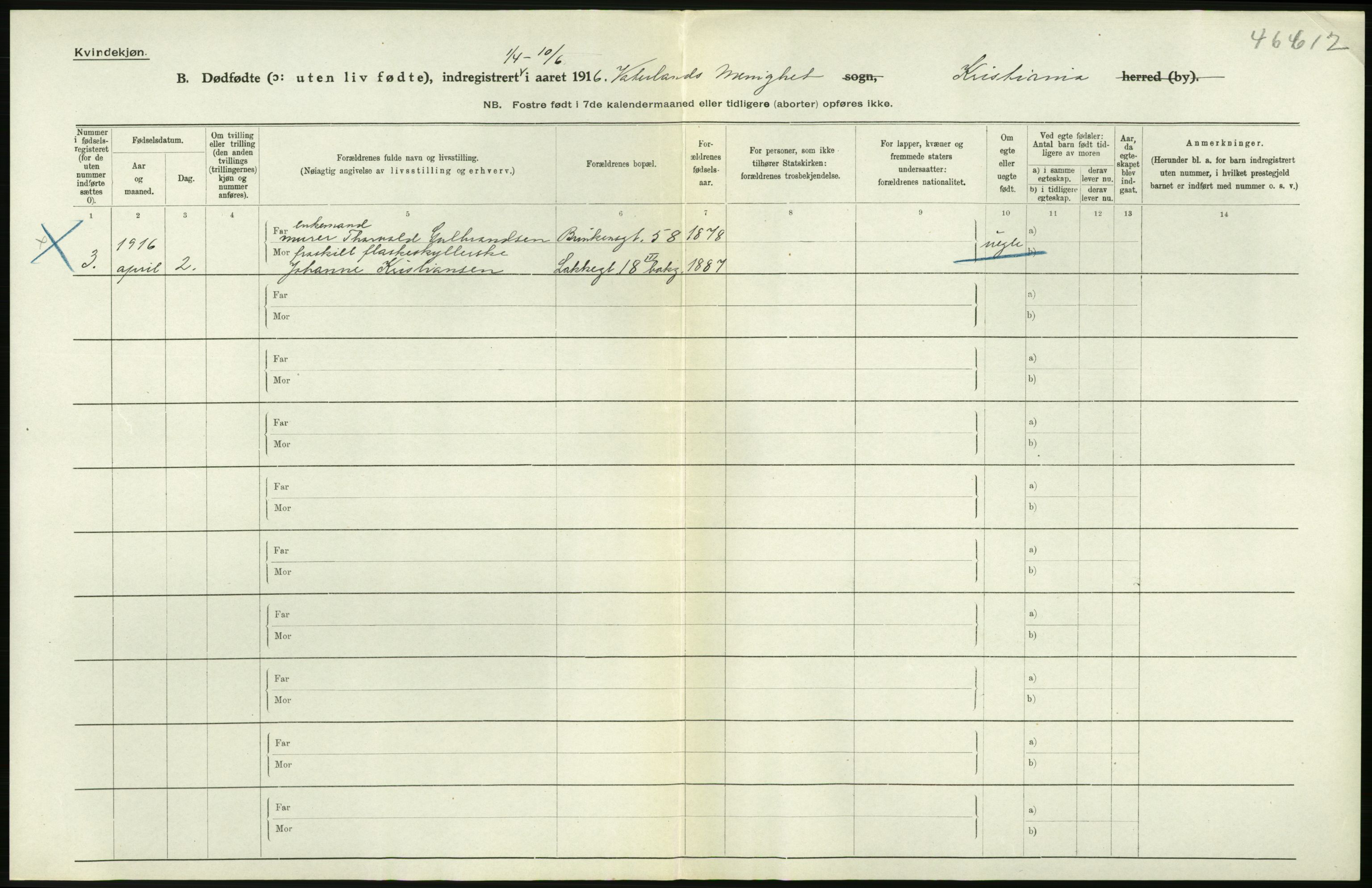 Statistisk sentralbyrå, Sosiodemografiske emner, Befolkning, AV/RA-S-2228/D/Df/Dfb/Dfbf/L0010: Kristiania: Døde, dødfødte., 1916, s. 616