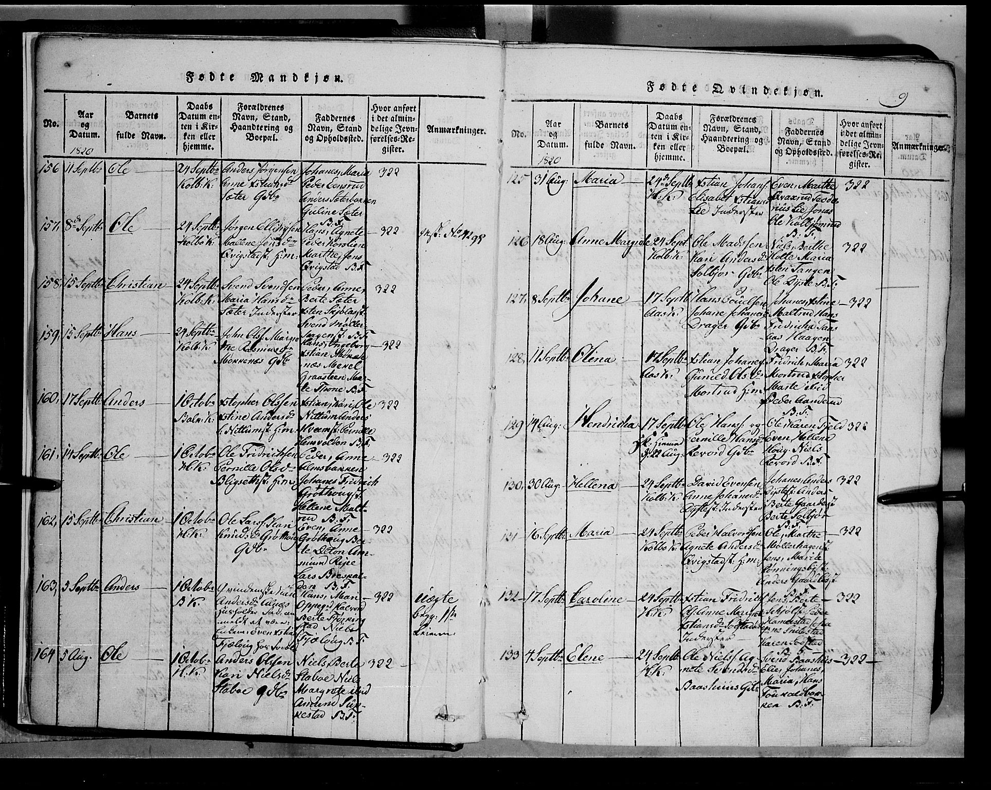 Toten prestekontor, SAH/PREST-102/H/Ha/Hab/L0002: Klokkerbok nr. 2, 1820-1827, s. 9