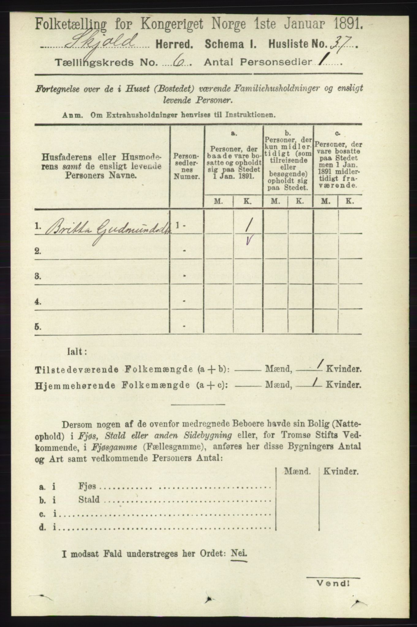 RA, Folketelling 1891 for 1154 Skjold herred, 1891, s. 986