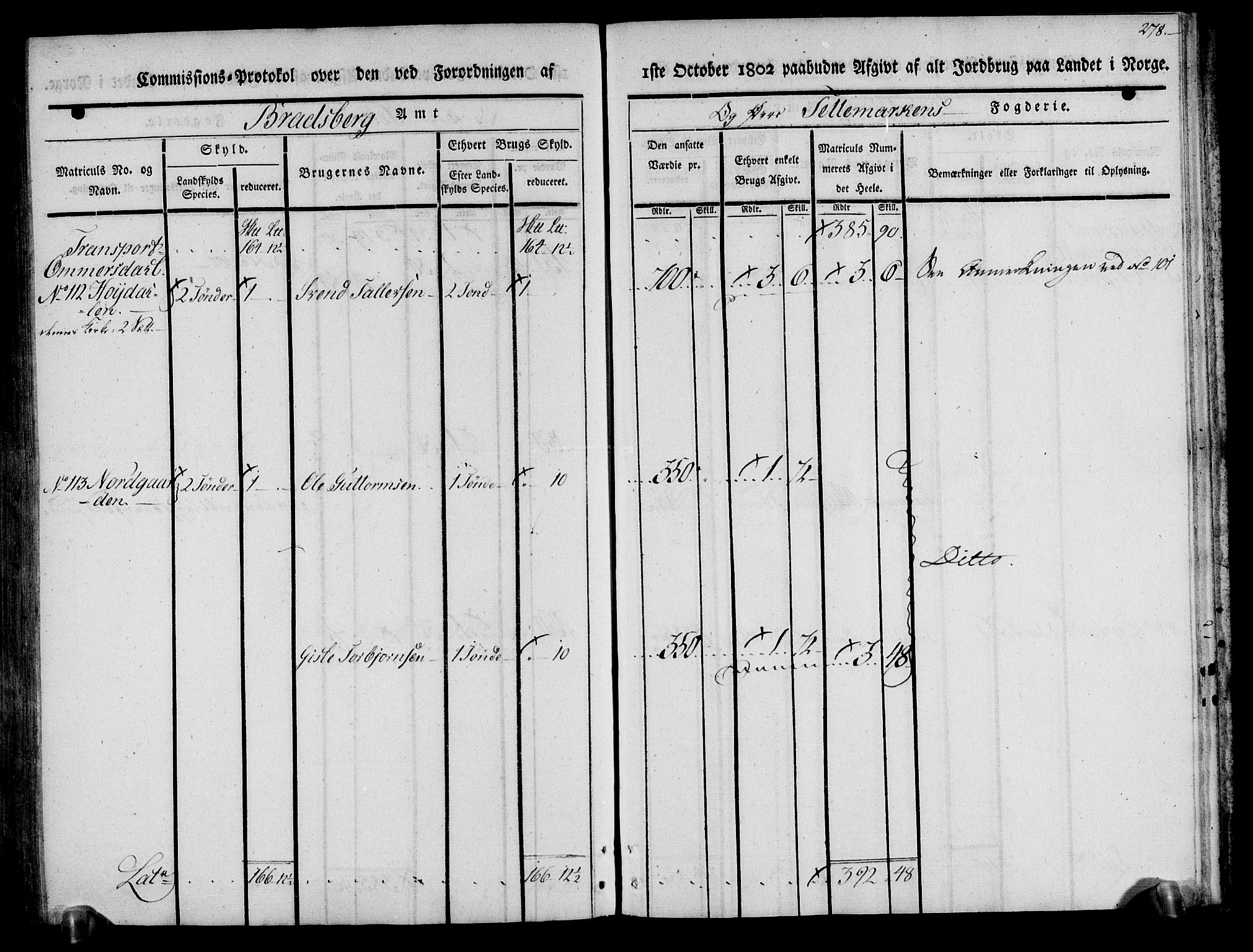 Rentekammeret inntil 1814, Realistisk ordnet avdeling, AV/RA-EA-4070/N/Ne/Nea/L0074: Øvre Telemarken fogderi. Kommisjonsprotokoll for fogderiets østre del - Tinn, Hjartdal og Seljord prestegjeld., 1803, s. 279