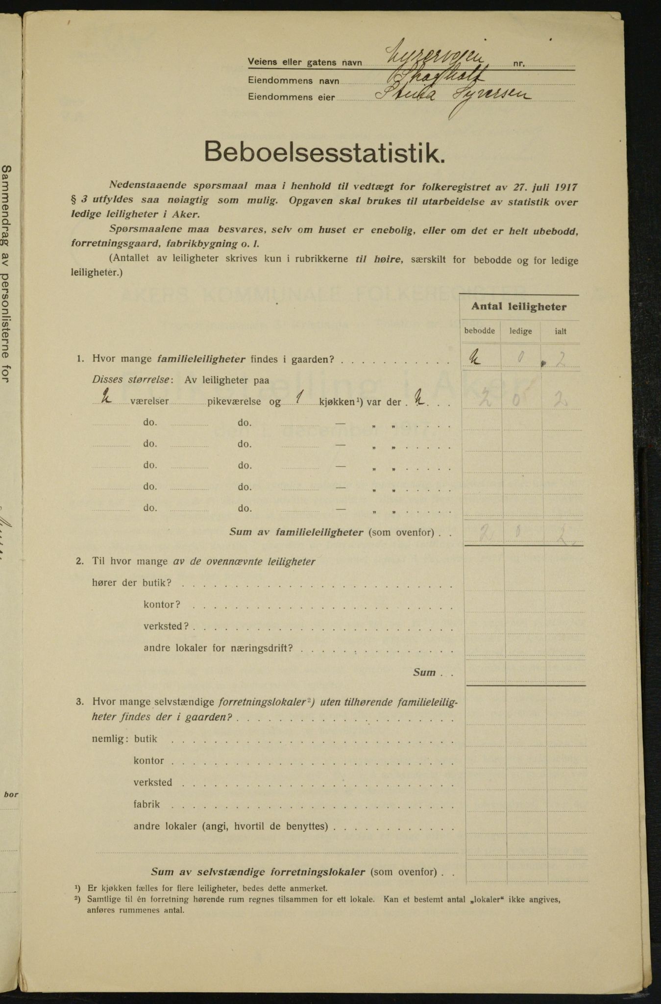 OBA, Kommunal folketelling 1.12.1917 for Aker, 1917, s. 14187