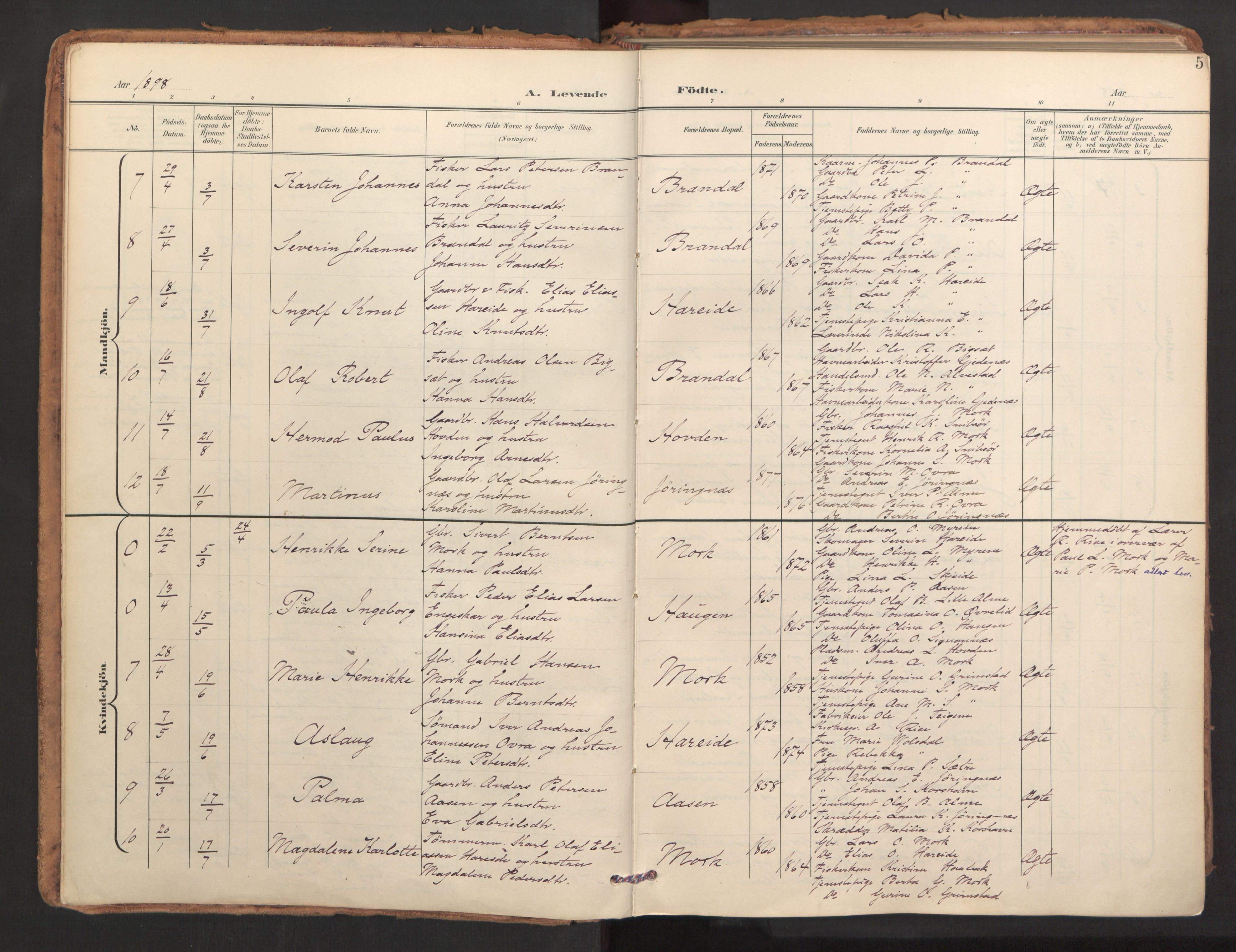 Ministerialprotokoller, klokkerbøker og fødselsregistre - Møre og Romsdal, AV/SAT-A-1454/510/L0123: Ministerialbok nr. 510A03, 1898-1922, s. 5