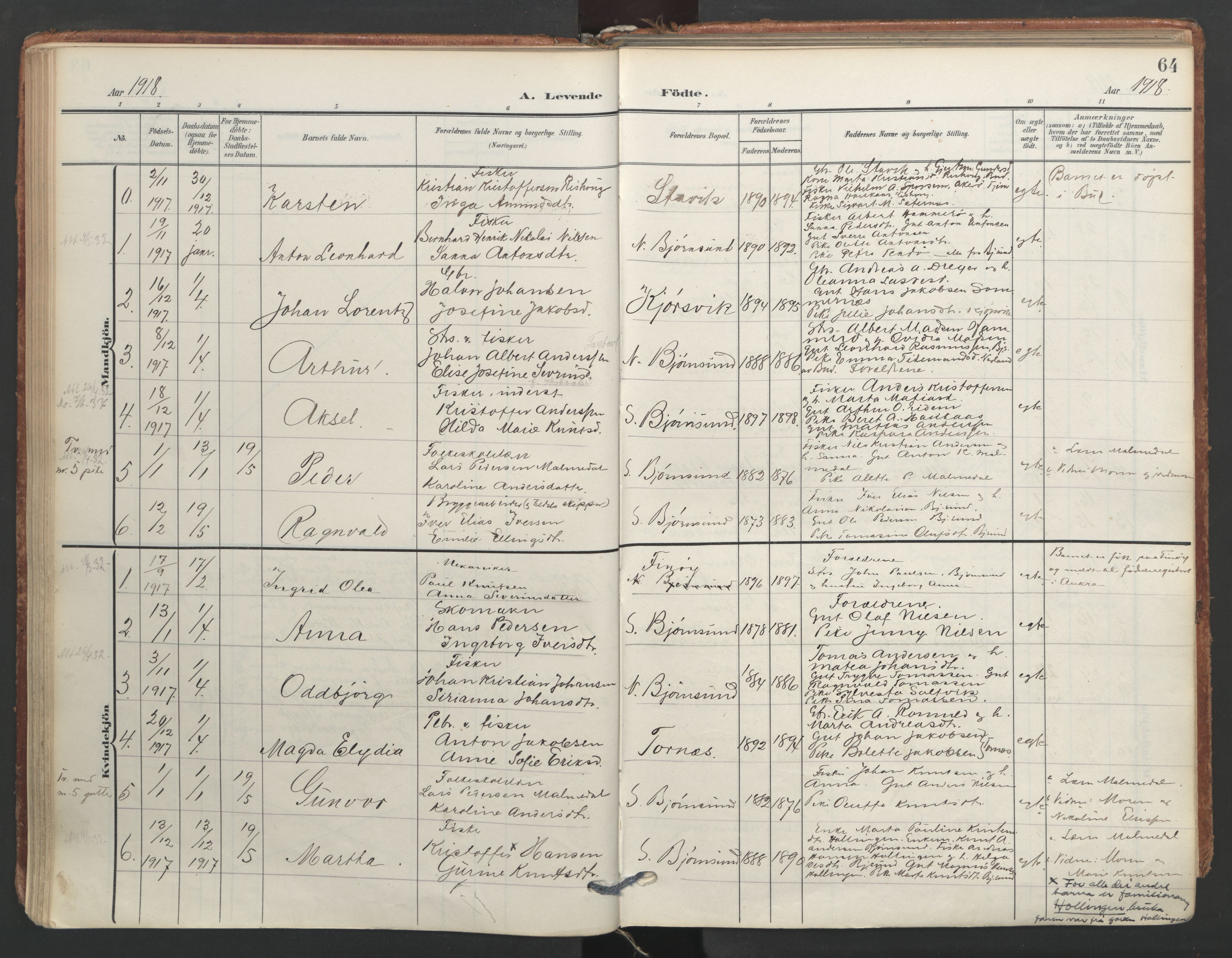Ministerialprotokoller, klokkerbøker og fødselsregistre - Møre og Romsdal, AV/SAT-A-1454/565/L0751: Ministerialbok nr. 565A05, 1905-1979, s. 64