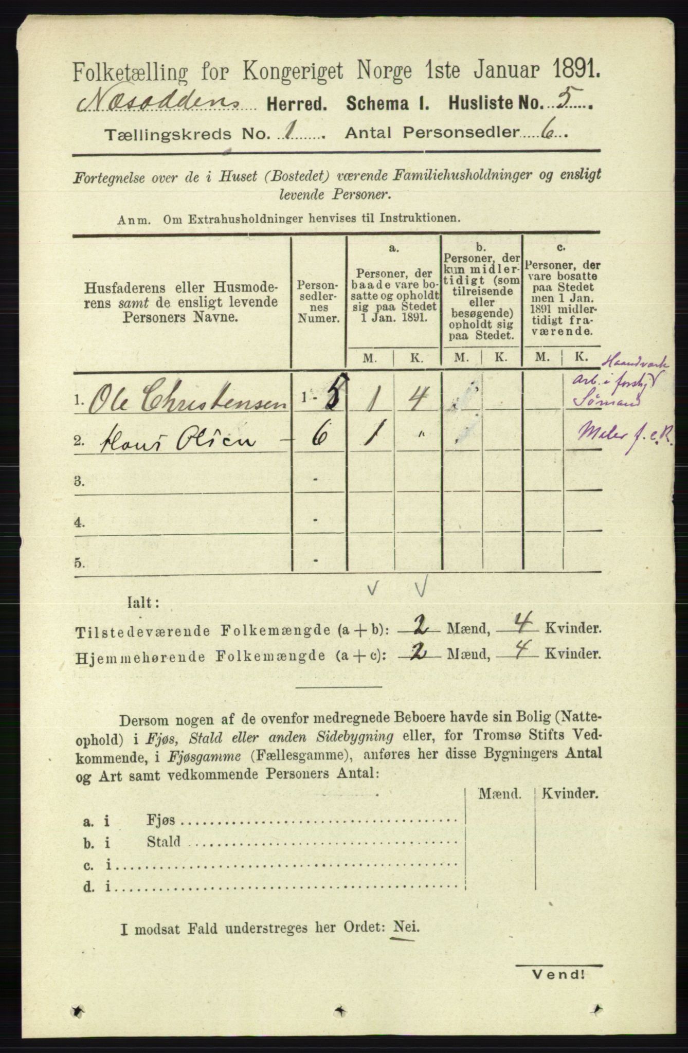 RA, Folketelling 1891 for 0216 Nesodden herred, 1891, s. 21