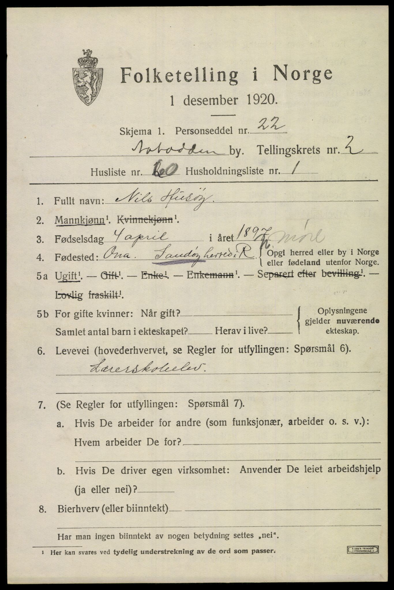 SAKO, Folketelling 1920 for 0807 Notodden kjøpstad, 1920, s. 7590