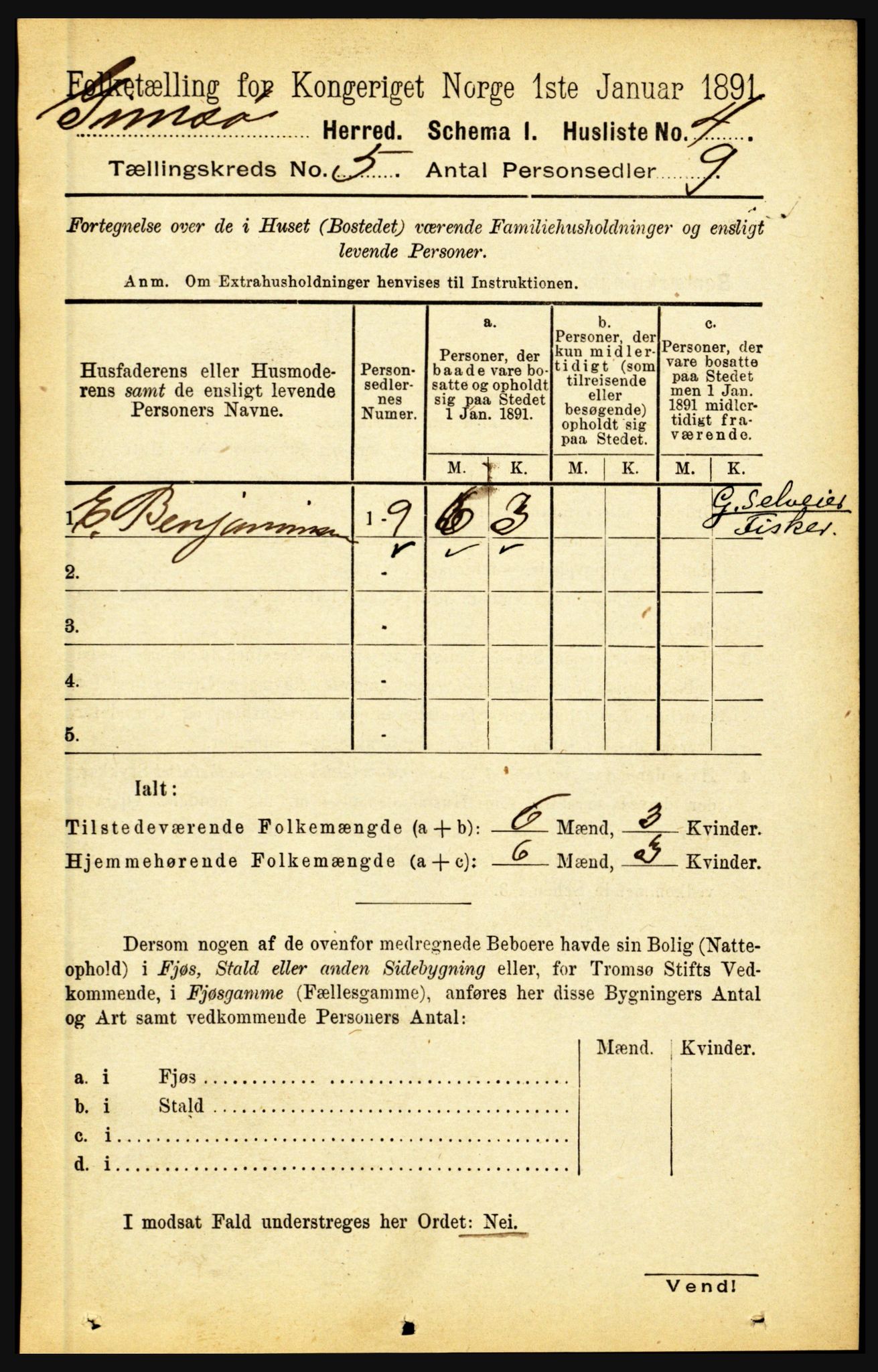 RA, Folketelling 1891 for 1864 Gimsøy herred, 1891, s. 811