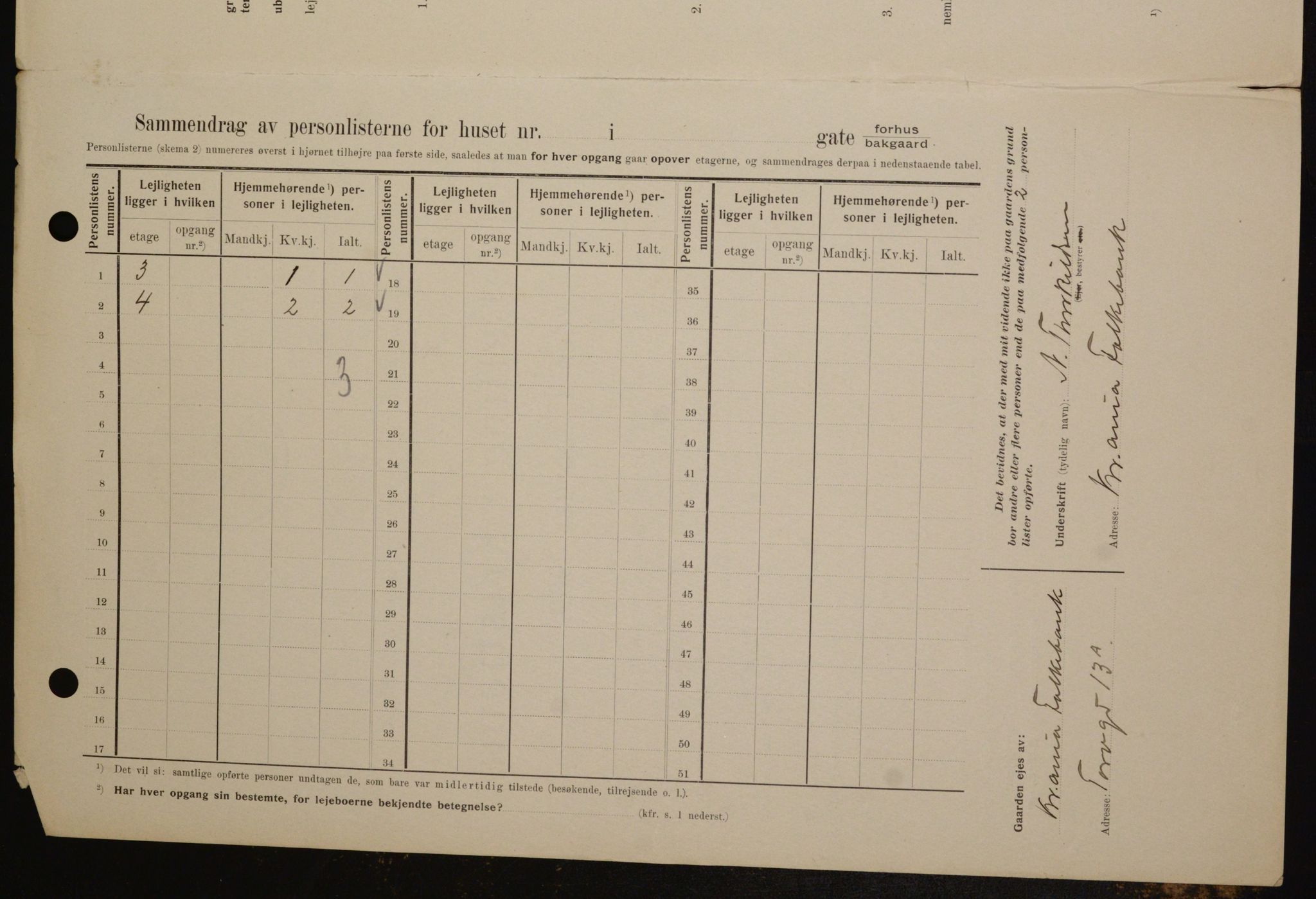 OBA, Kommunal folketelling 1.2.1909 for Kristiania kjøpstad, 1909, s. 44413