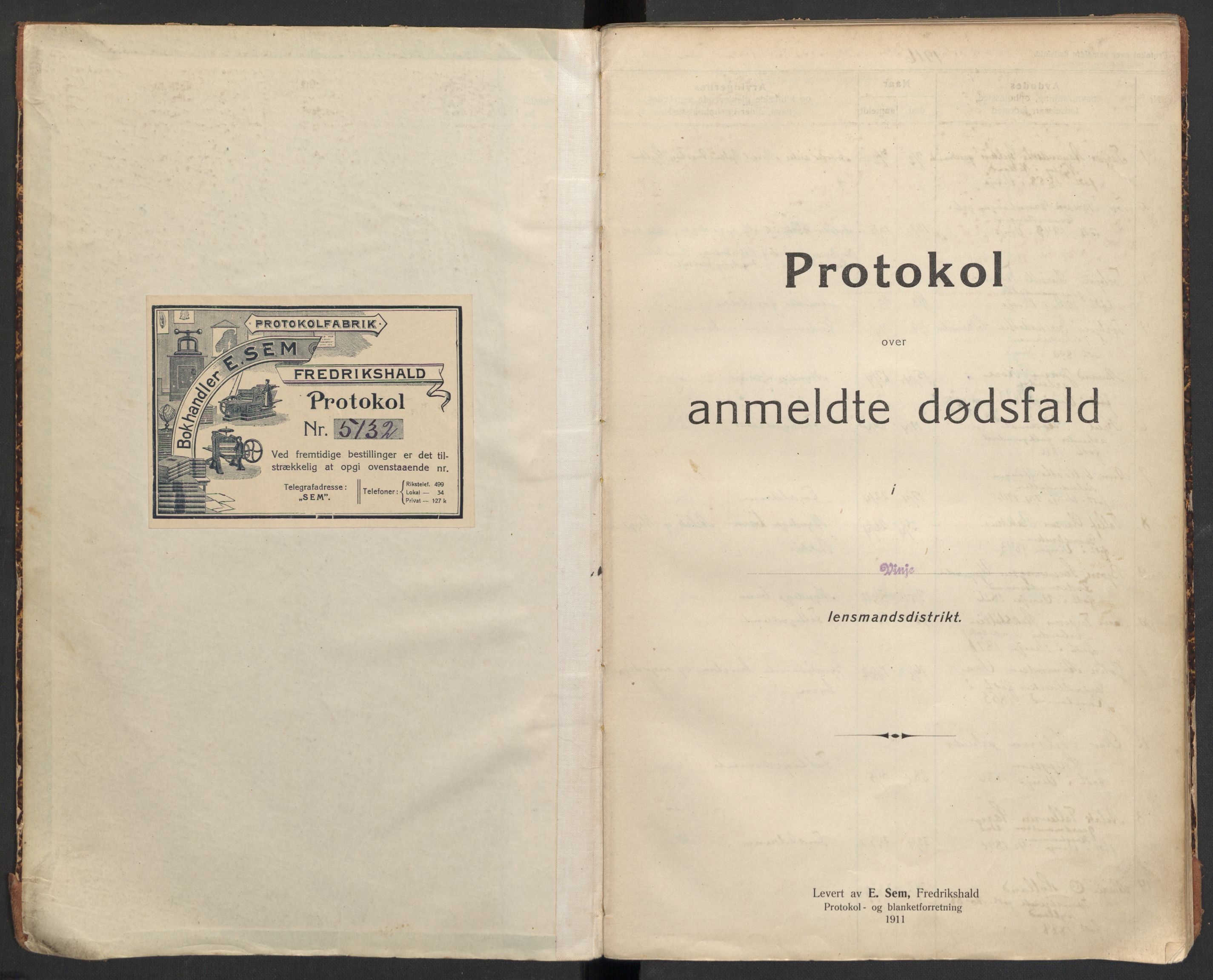 Vinje lensmannskontor, AV/SAKO-A-578/H/Ha/L0001: Dødsanmeldelsesprotokoll , 1916-1932