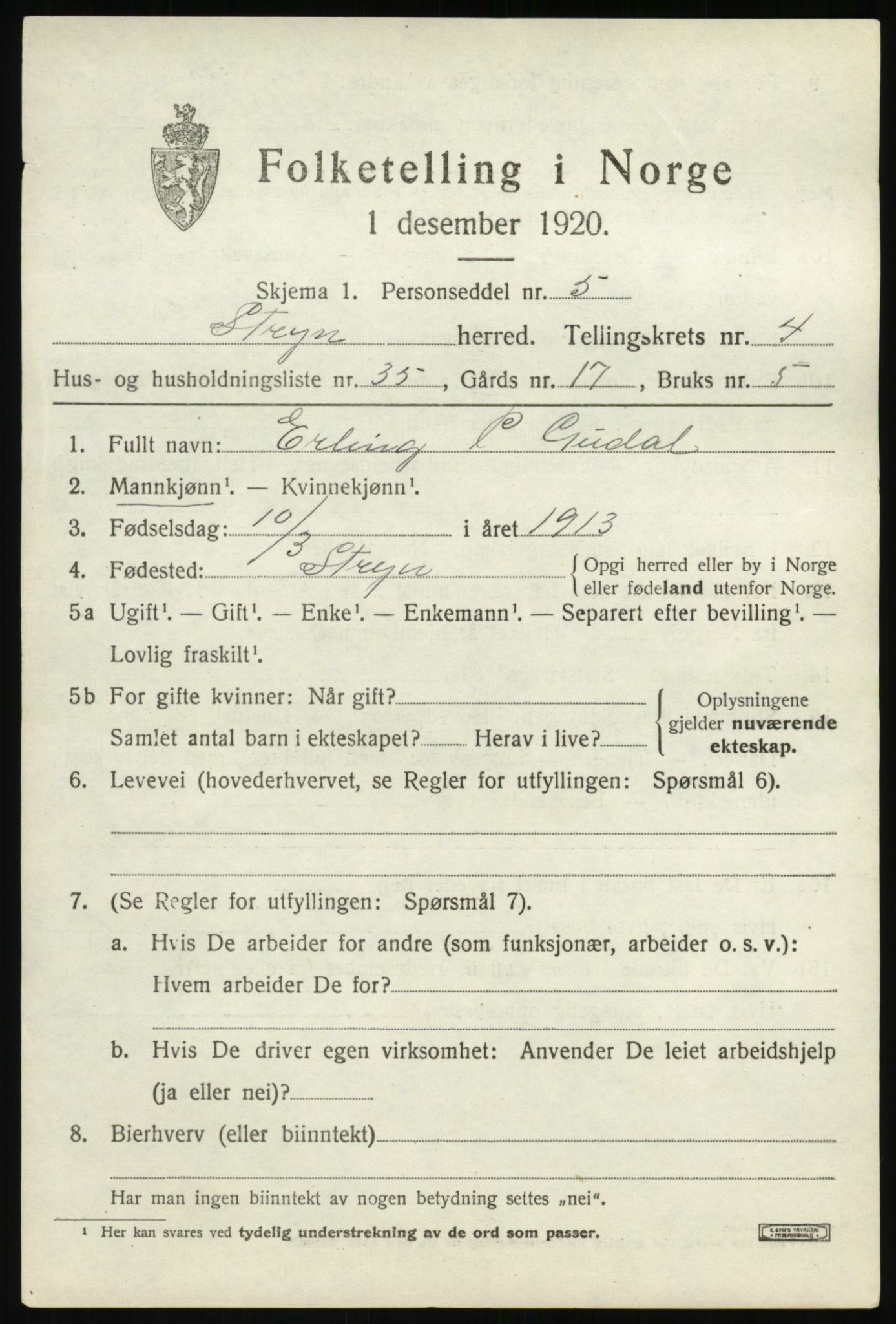 SAB, Folketelling 1920 for 1448 Stryn herred, 1920, s. 2140