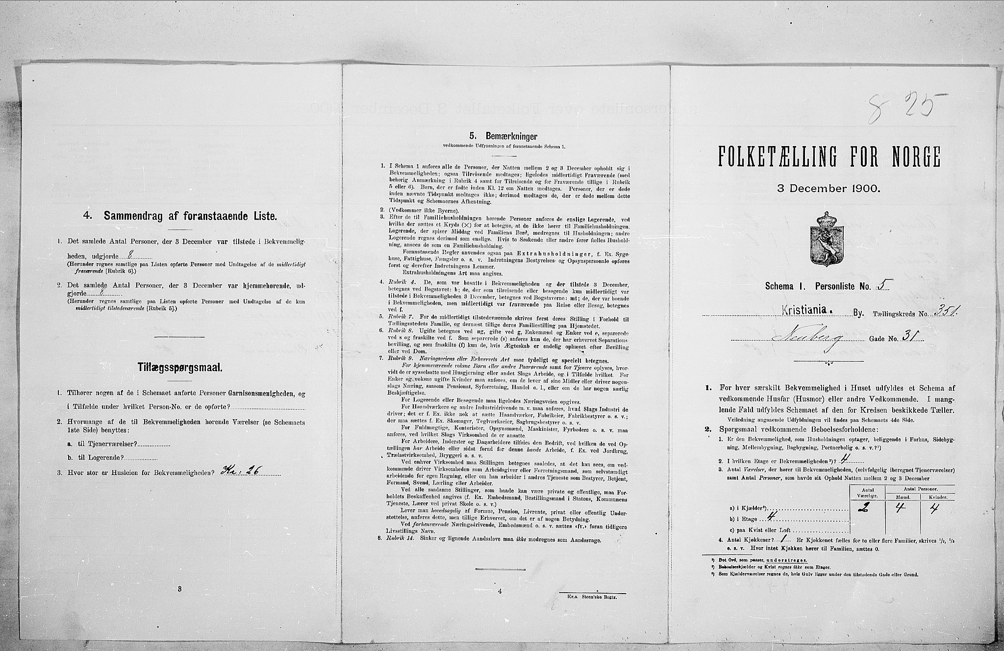 SAO, Folketelling 1900 for 0301 Kristiania kjøpstad, 1900, s. 63462