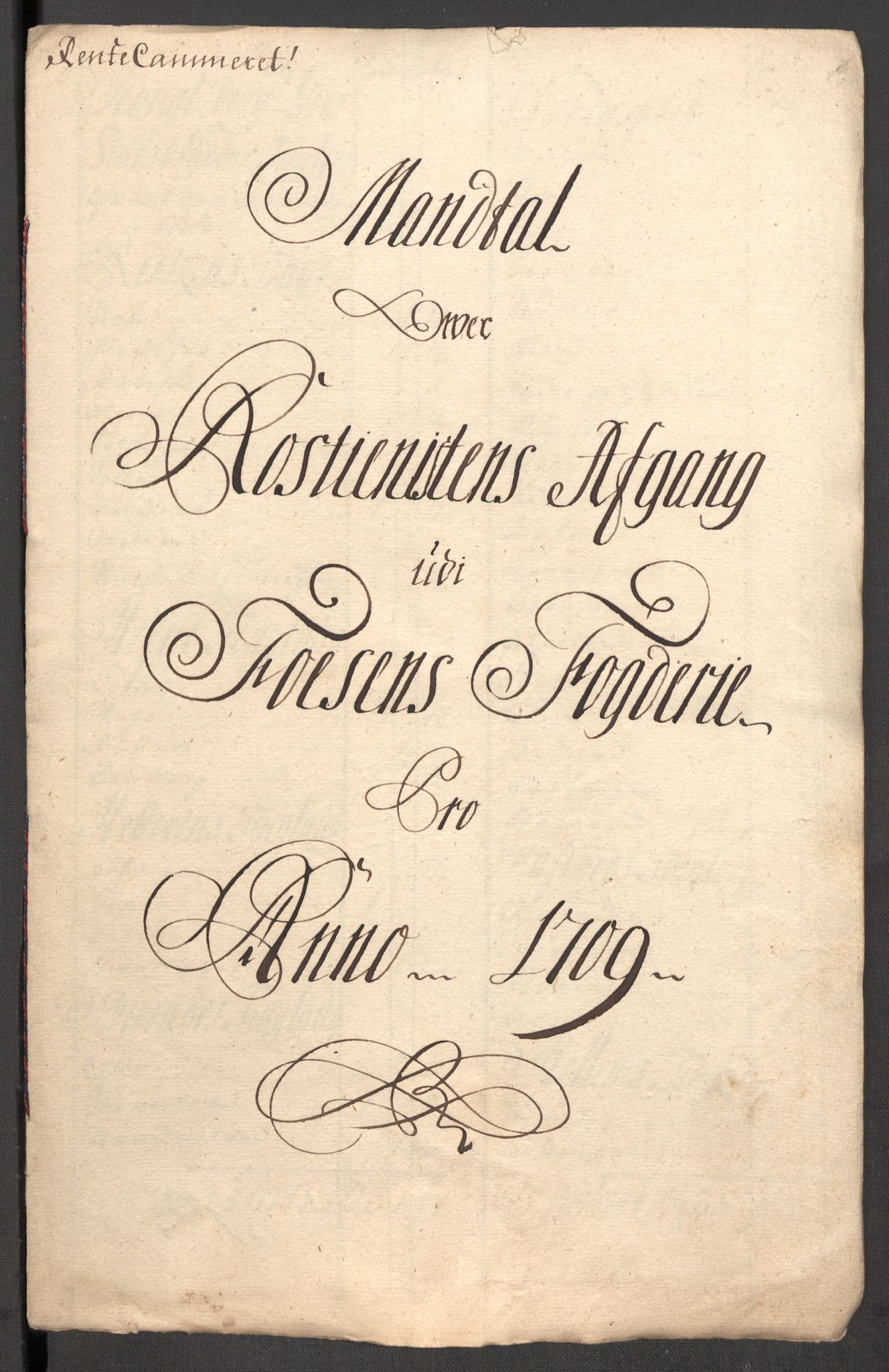 Rentekammeret inntil 1814, Reviderte regnskaper, Fogderegnskap, RA/EA-4092/R57/L3858: Fogderegnskap Fosen, 1708-1709, s. 390