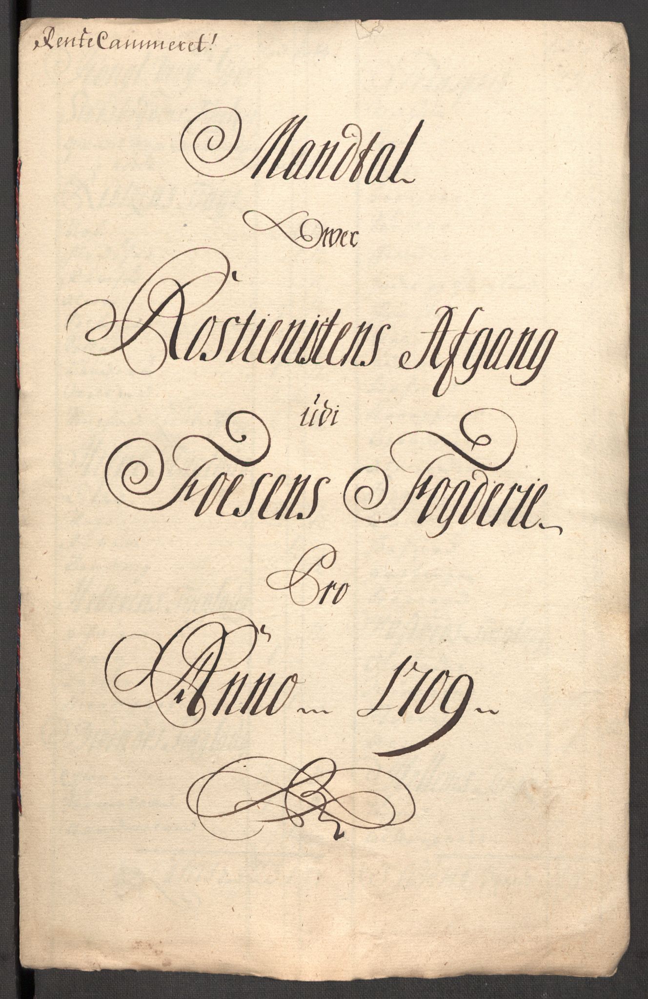 Rentekammeret inntil 1814, Reviderte regnskaper, Fogderegnskap, AV/RA-EA-4092/R57/L3858: Fogderegnskap Fosen, 1708-1709, s. 390