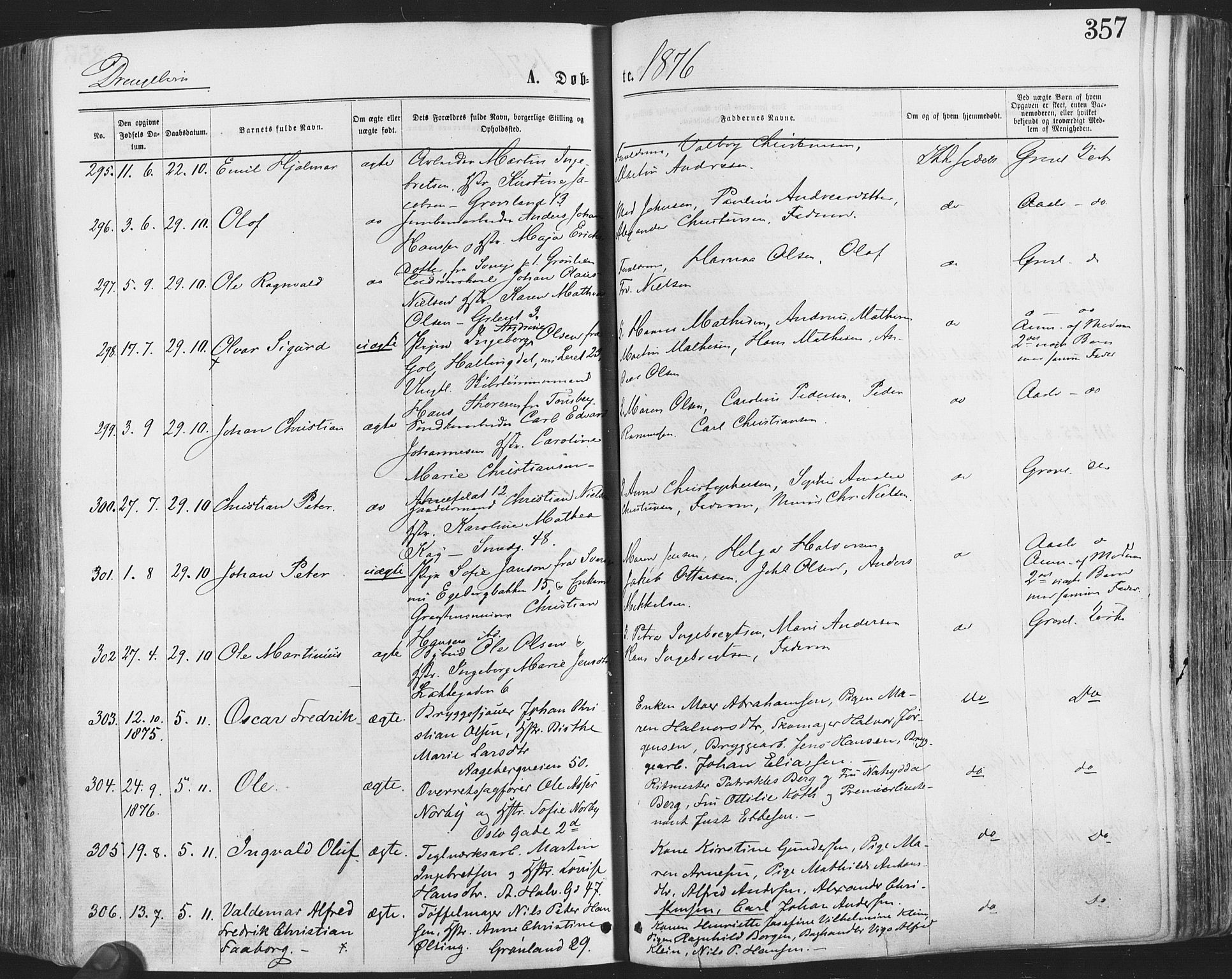 Grønland prestekontor Kirkebøker, SAO/A-10848/F/Fa/L0004: Ministerialbok nr. 4, 1869-1880, s. 357