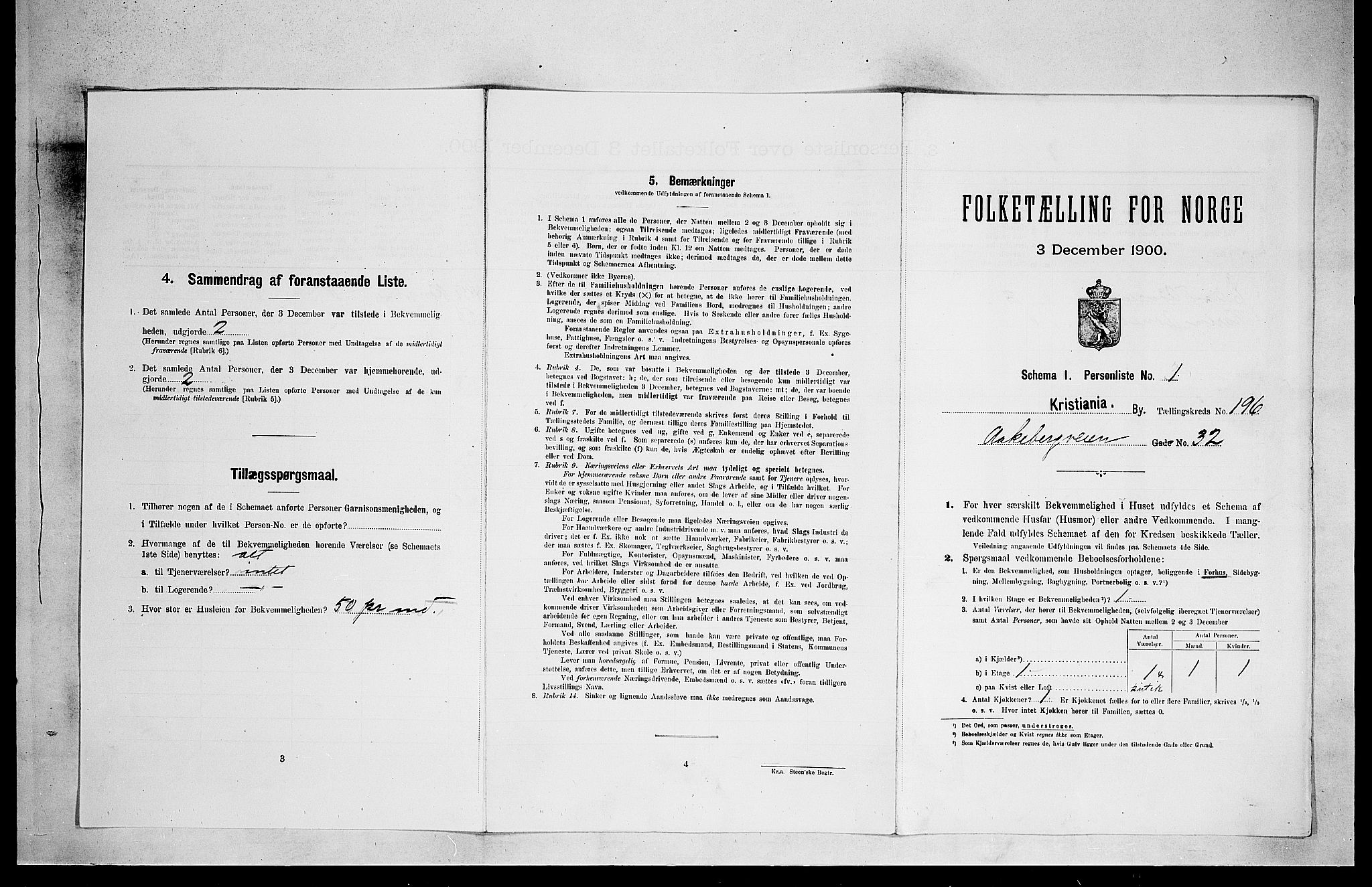 SAO, Folketelling 1900 for 0301 Kristiania kjøpstad, 1900, s. 276