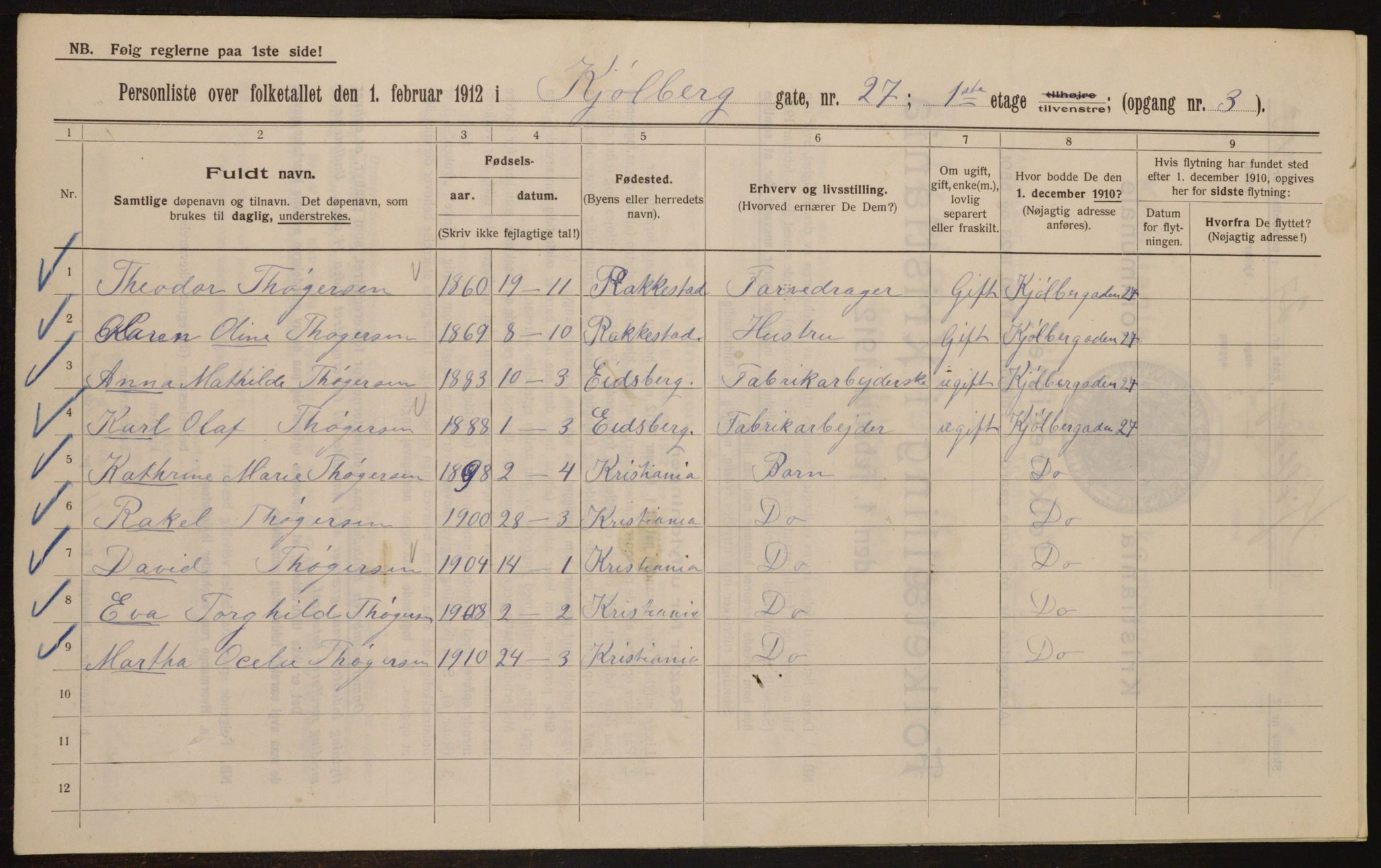 OBA, Kommunal folketelling 1.2.1912 for Kristiania, 1912, s. 52081