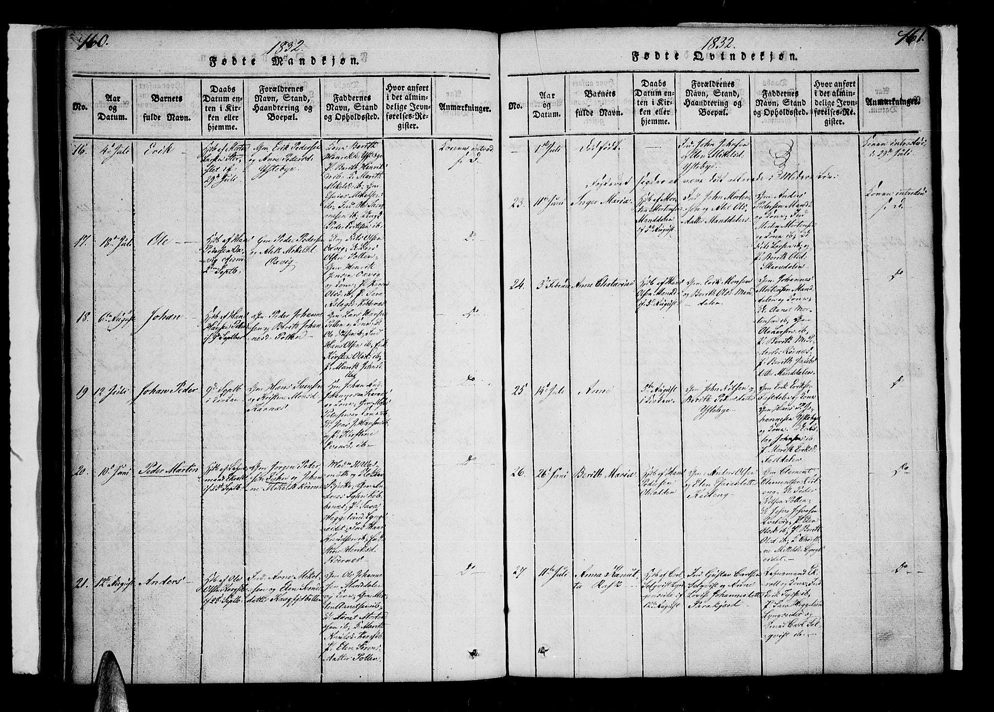 Lyngen sokneprestembete, AV/SATØ-S-1289/H/He/Hea/L0003kirke: Ministerialbok nr. 3, 1822-1838, s. 160-161
