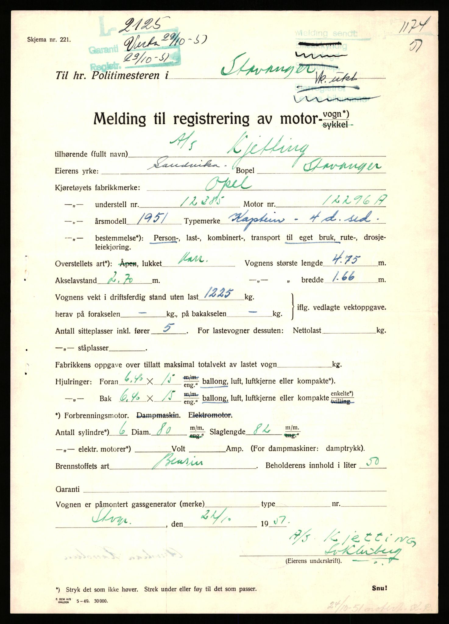 Stavanger trafikkstasjon, AV/SAST-A-101942/0/F/L0006: L-1700 - L-2149, 1930-1971, s. 1943