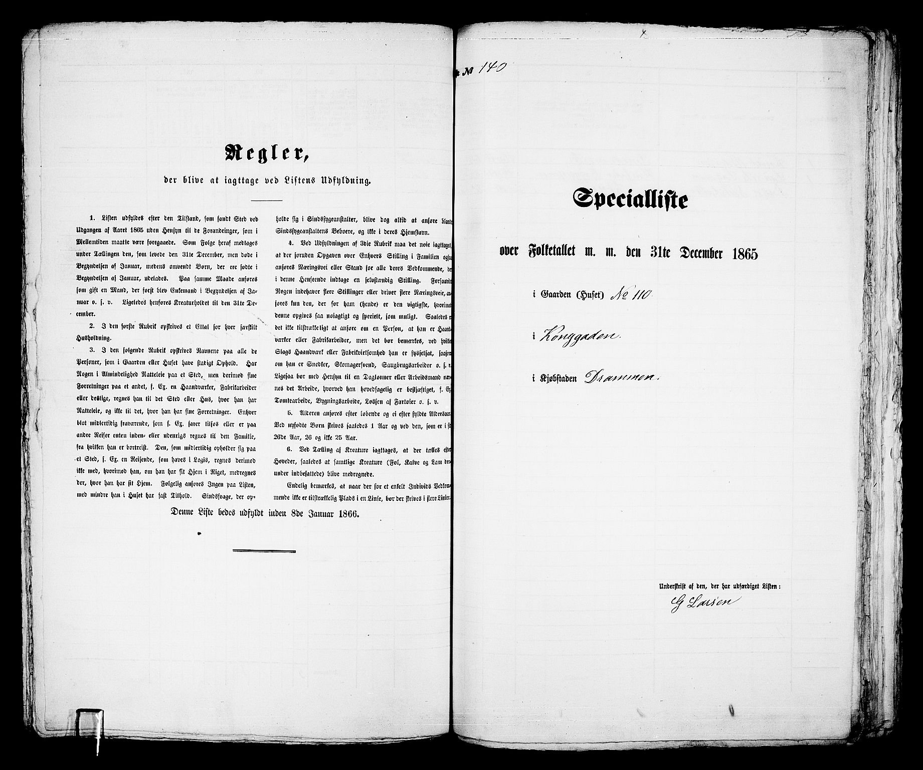 RA, Folketelling 1865 for 0602aB Bragernes prestegjeld i Drammen kjøpstad, 1865, s. 301