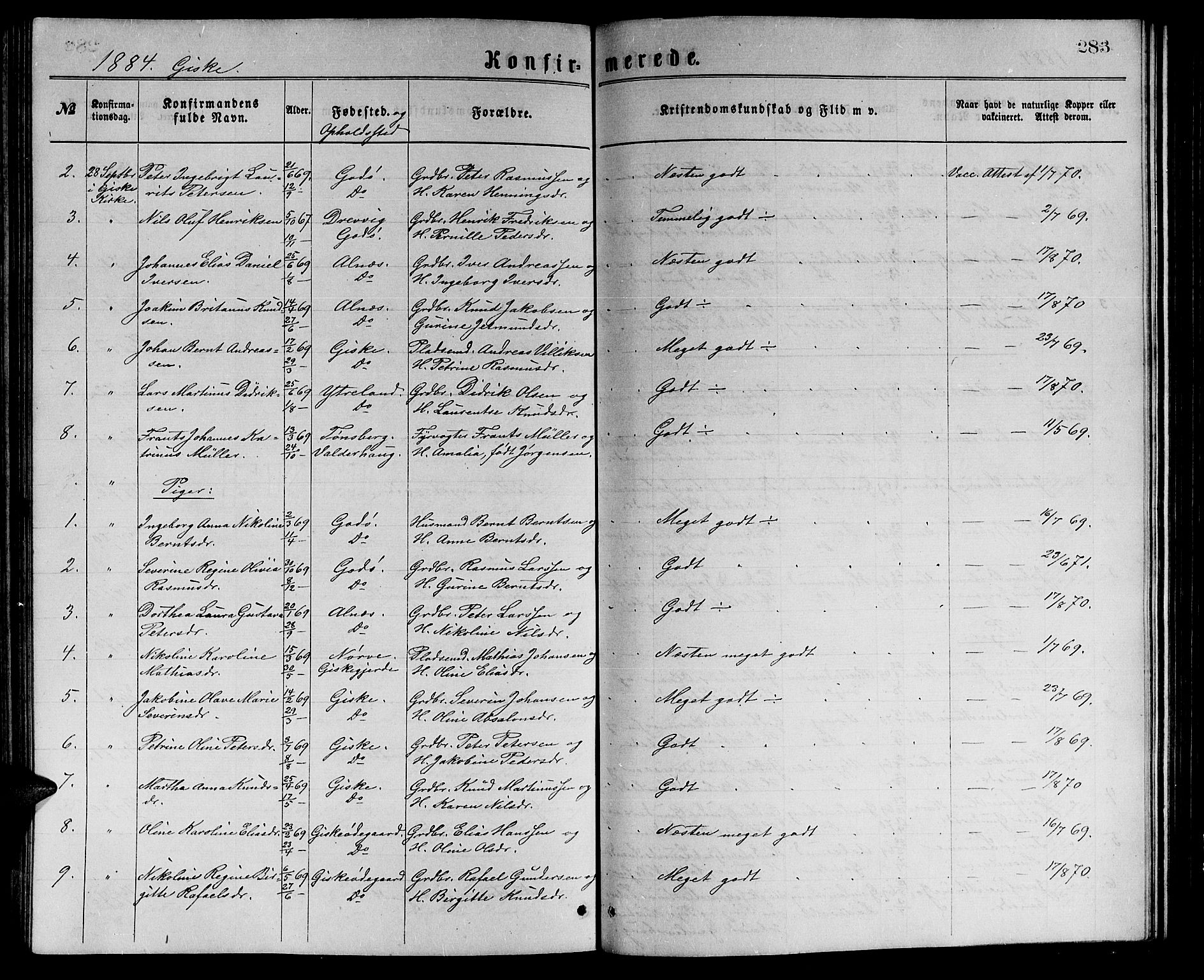 Ministerialprotokoller, klokkerbøker og fødselsregistre - Møre og Romsdal, AV/SAT-A-1454/528/L0429: Klokkerbok nr. 528C10, 1872-1886, s. 283