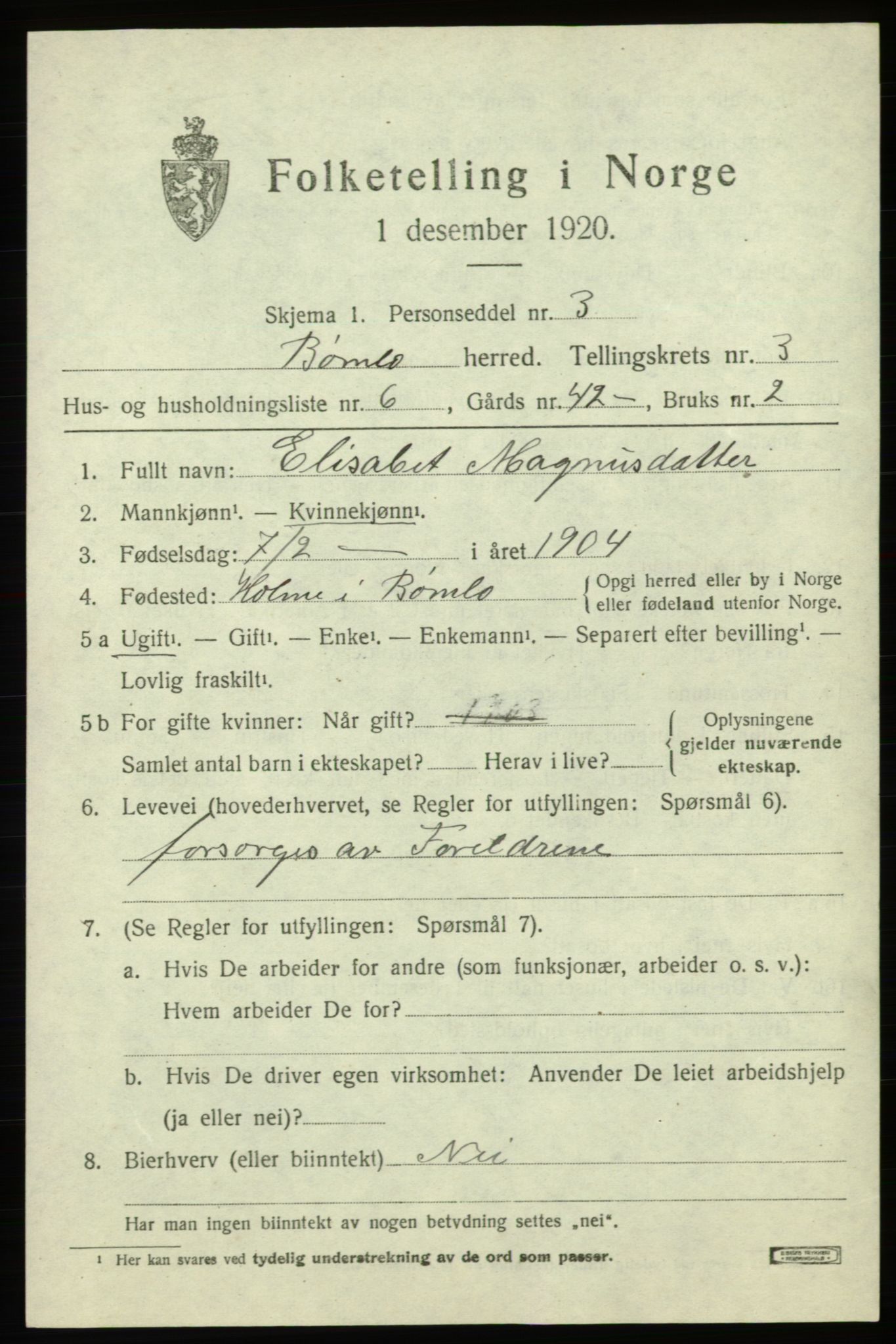 SAB, Folketelling 1920 for 1219 Bømlo herred, 1920, s. 2529