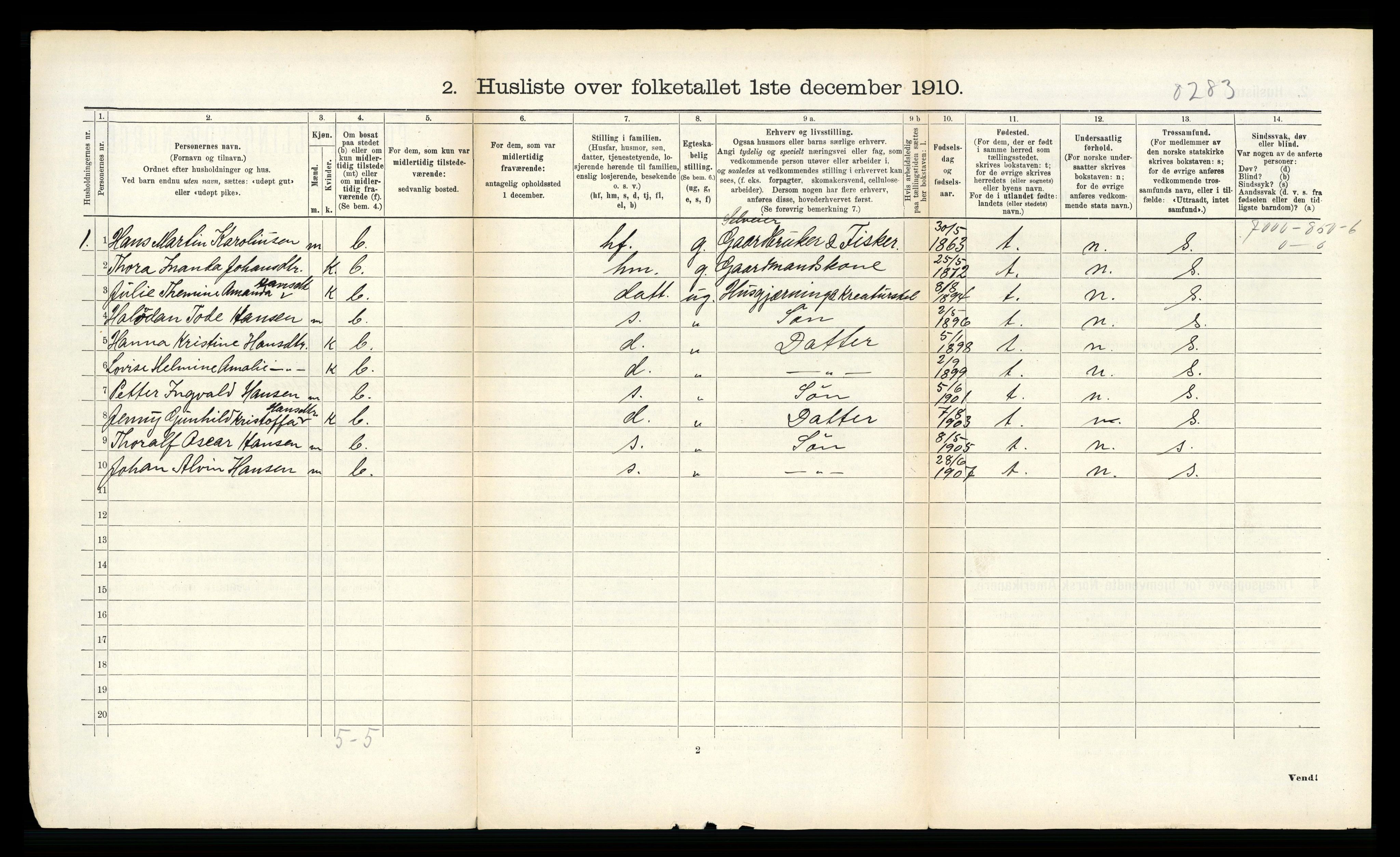 RA, Folketelling 1910 for 1934 Tromsøysund herred, 1910, s. 1326