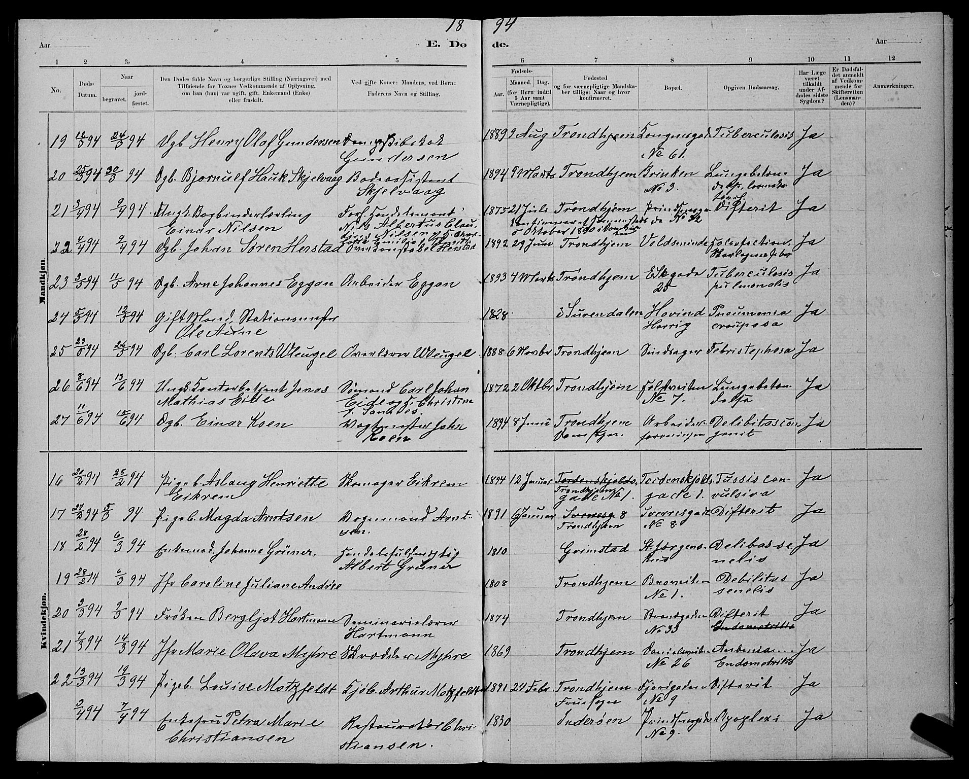 Ministerialprotokoller, klokkerbøker og fødselsregistre - Sør-Trøndelag, AV/SAT-A-1456/601/L0093: Klokkerbok nr. 601C11, 1882-1898