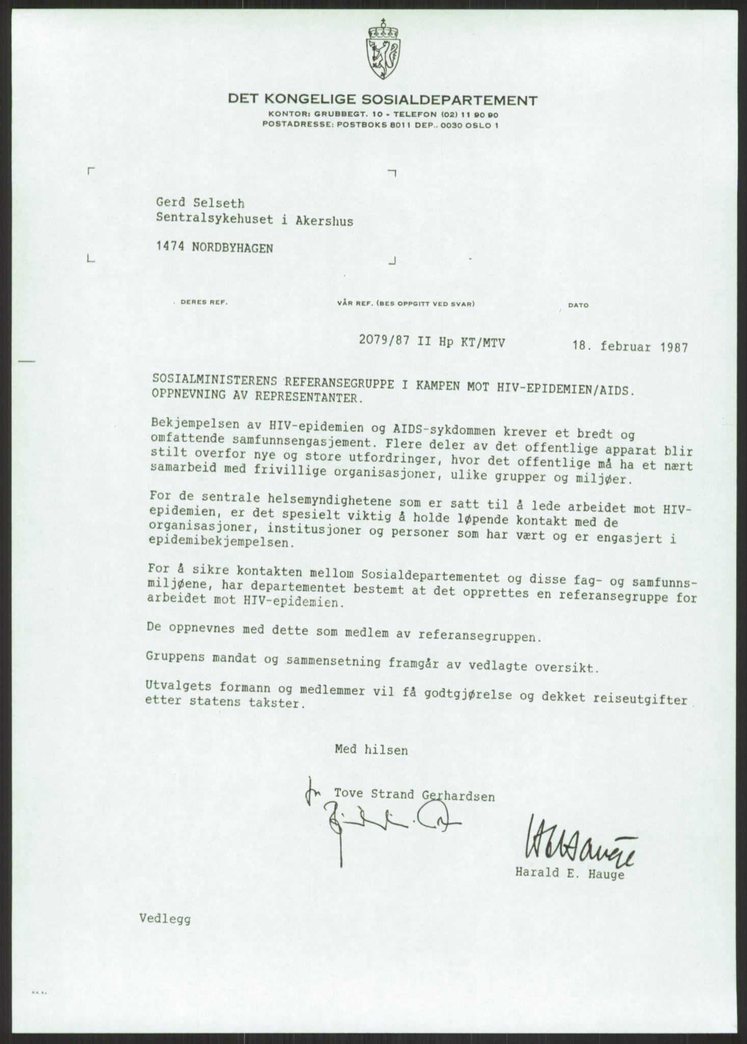 Sosialdepartementet, Administrasjons-, trygde-, plan- og helseavdelingen, AV/RA-S-6179/D/L2240/0003: -- / 619 Diverse. HIV/AIDS, 1986-1987, s. 121