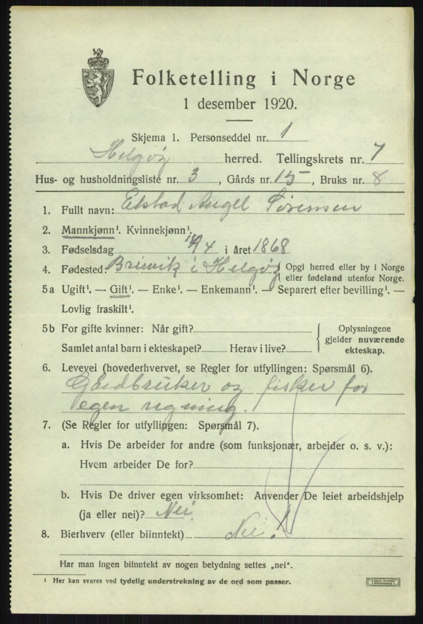 SATØ, Folketelling 1920 for 1935 Helgøy herred, 1920, s. 2561