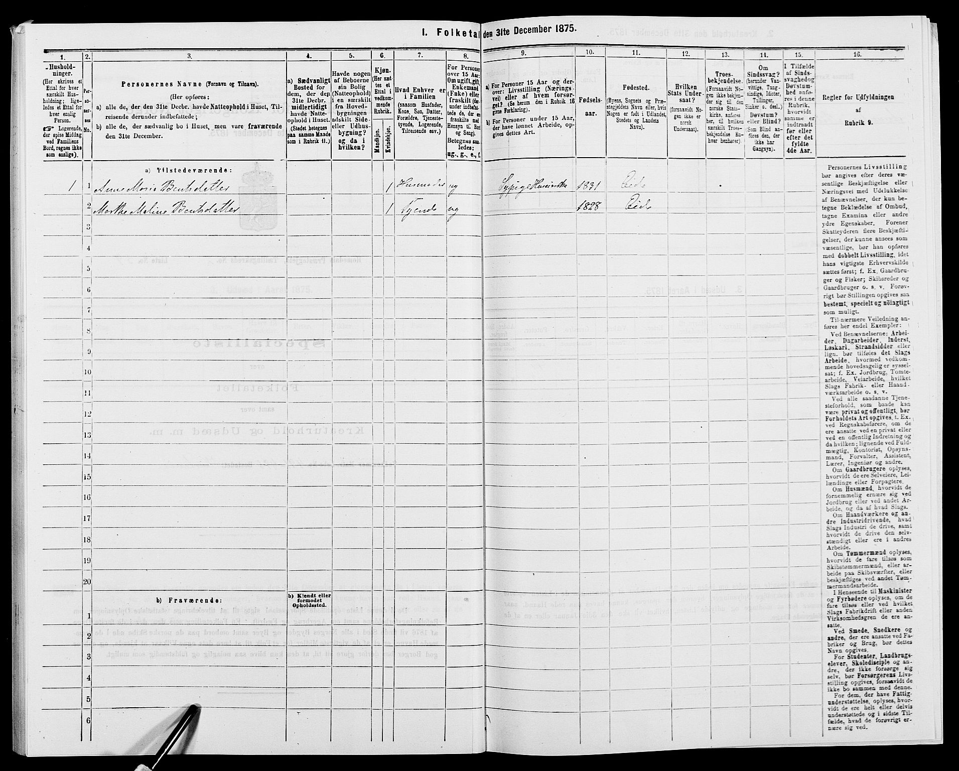 SAK, Folketelling 1875 for 0924P Homedal prestegjeld, 1875, s. 207