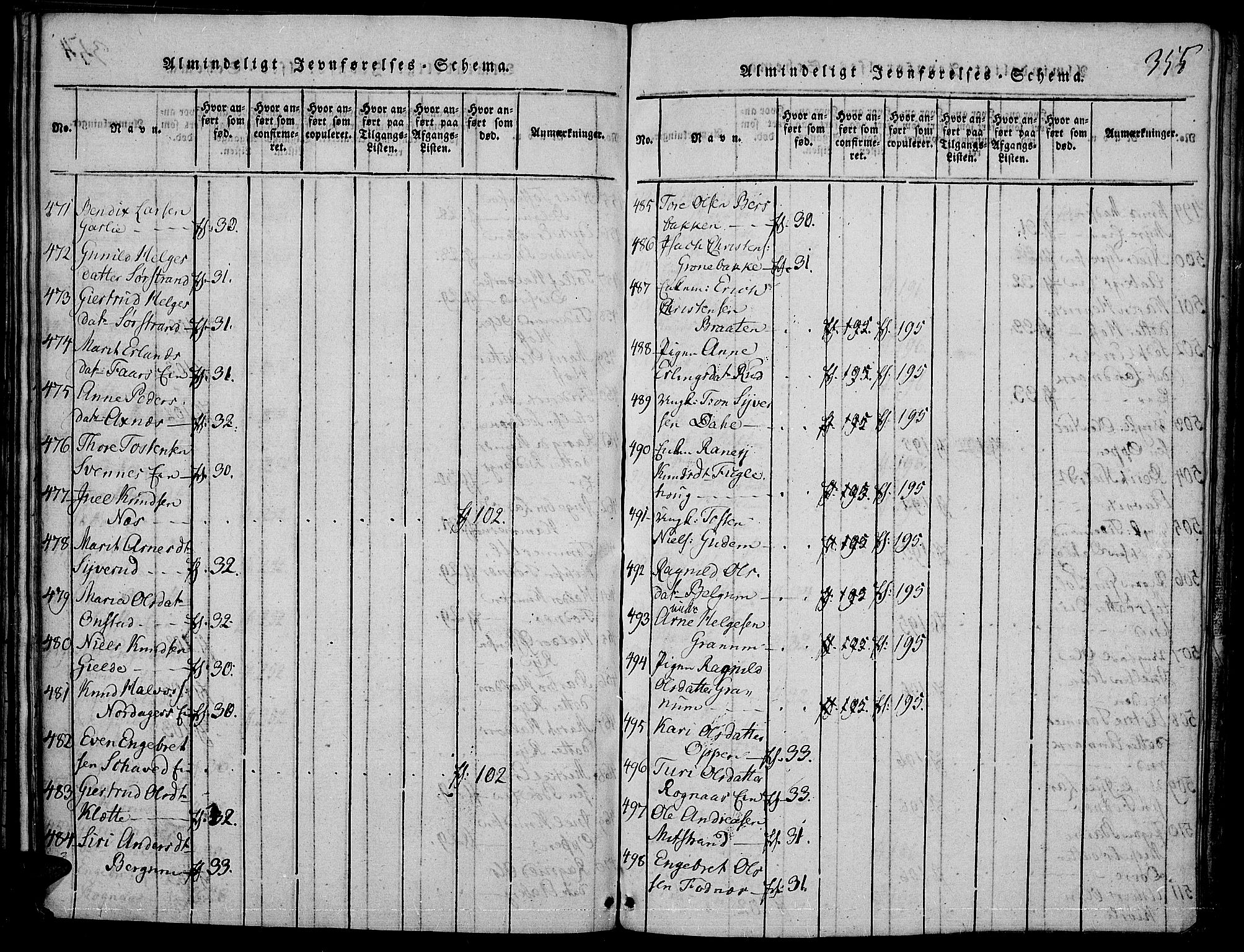 Nord-Aurdal prestekontor, SAH/PREST-132/H/Ha/Haa/L0002: Ministerialbok nr. 2, 1816-1828, s. 355