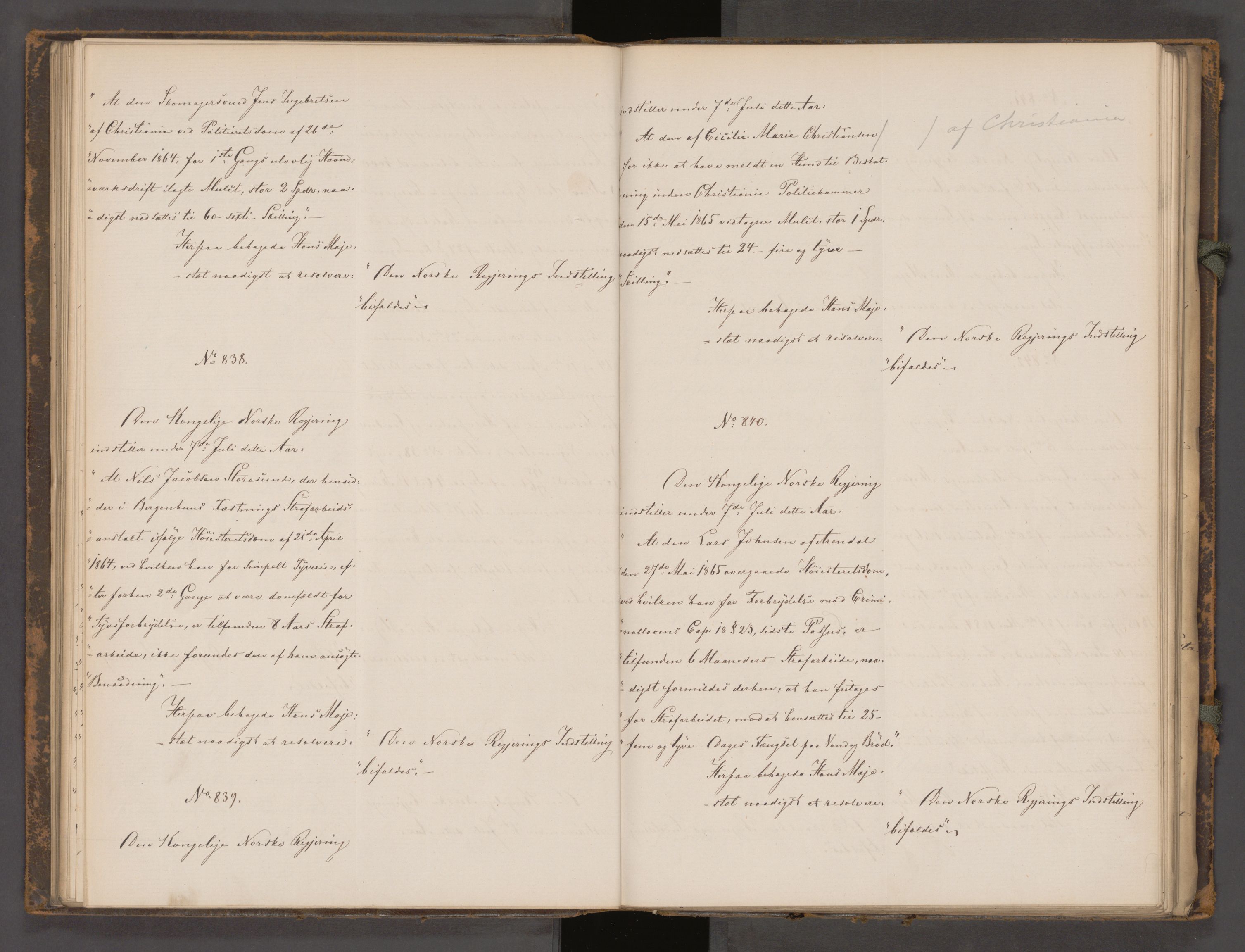 Statsrådssekretariatet, AV/RA-S-1001/A/Ab/L0104: Kgl. res. nr. 724-1001b, 2. halvår, 1865