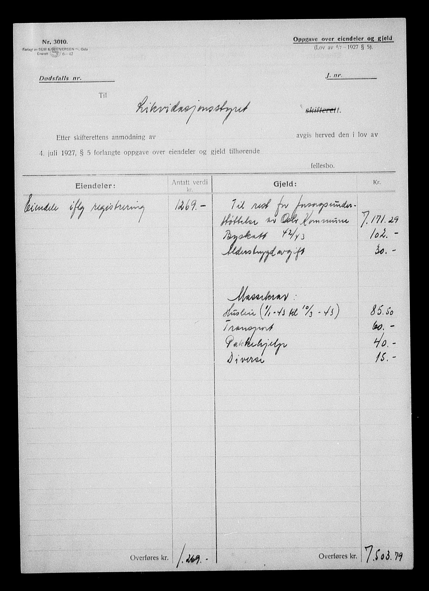Justisdepartementet, Tilbakeføringskontoret for inndratte formuer, AV/RA-S-1564/H/Hc/Hcc/L0978: --, 1945-1947, s. 22