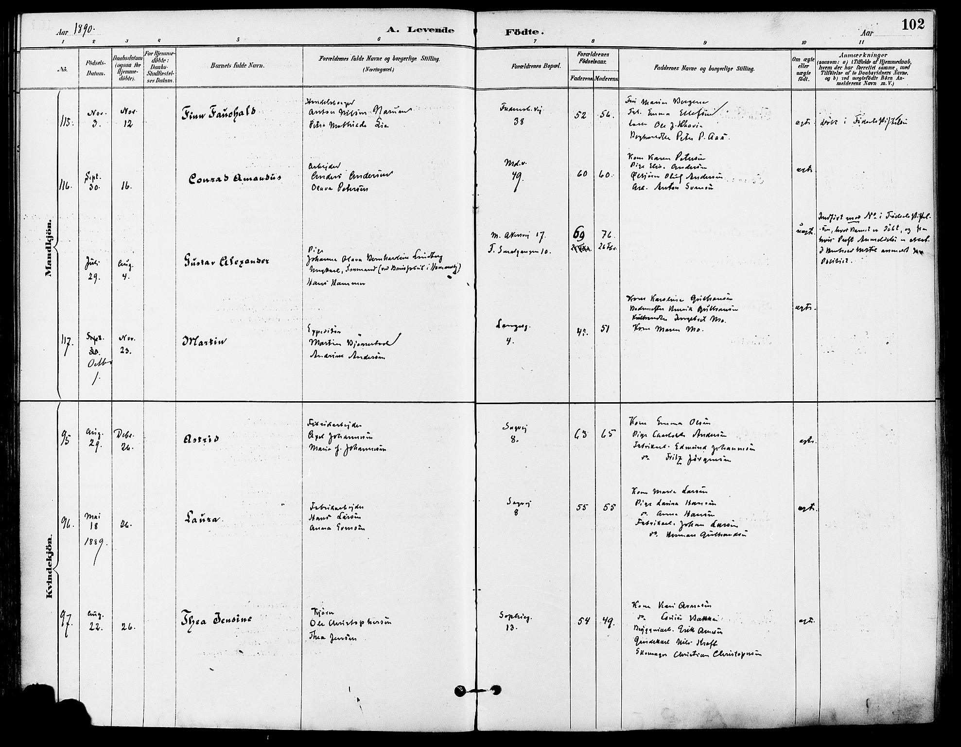 Gamle Aker prestekontor Kirkebøker, SAO/A-10617a/F/L0008: Ministerialbok nr. 8, 1887-1896, s. 102