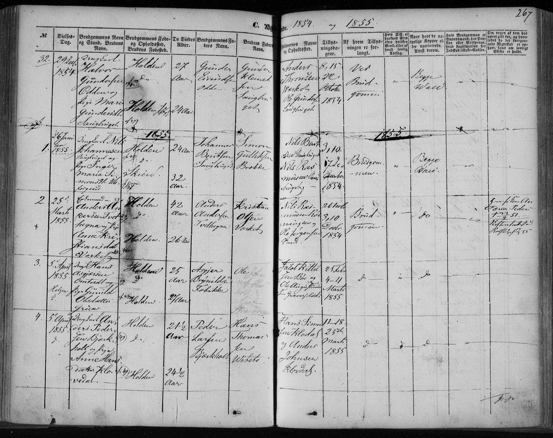 Holla kirkebøker, AV/SAKO-A-272/F/Fa/L0005: Ministerialbok nr. 5, 1849-1860, s. 267