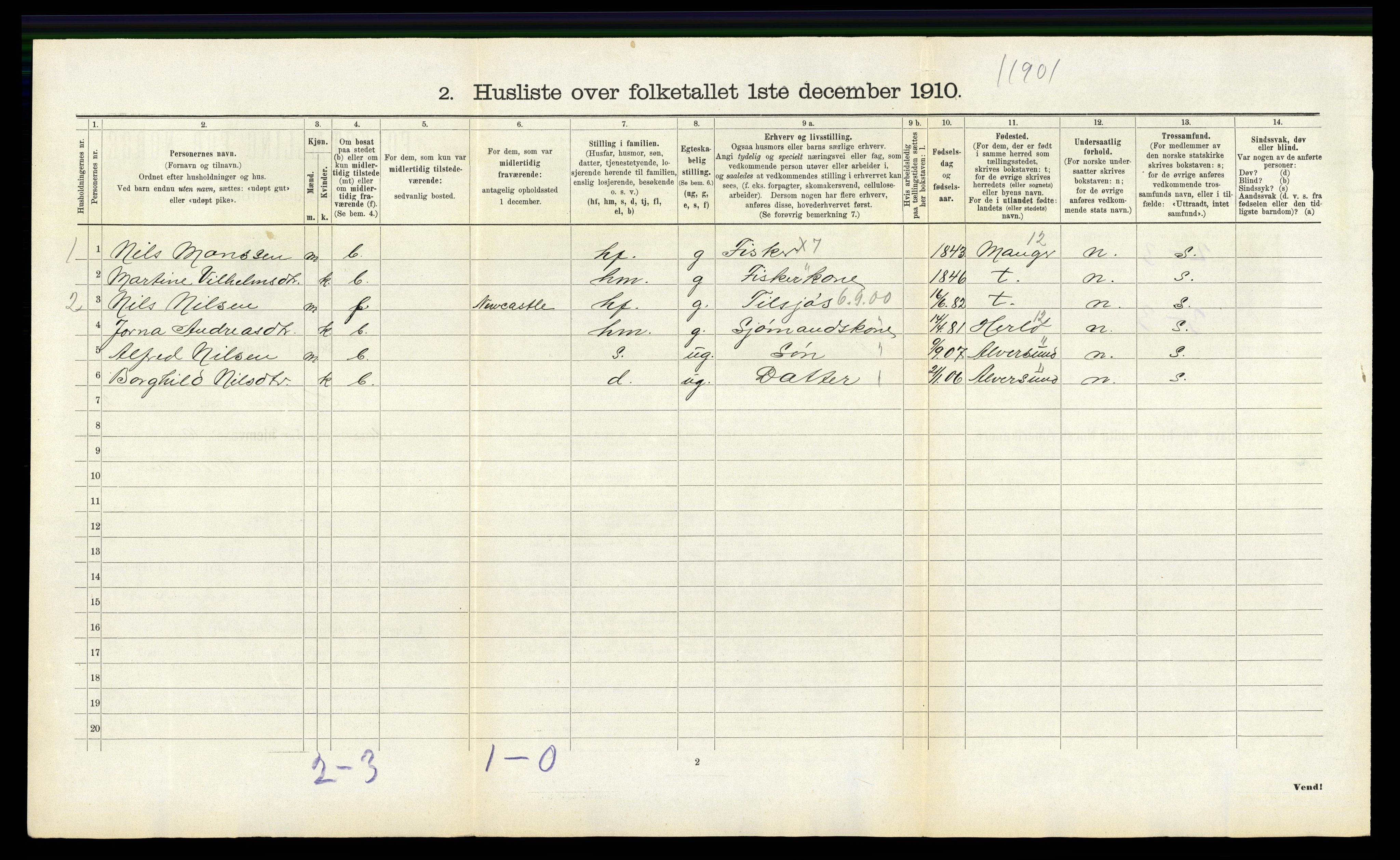 RA, Folketelling 1910 for 1259 Hjelme herred, 1910, s. 263