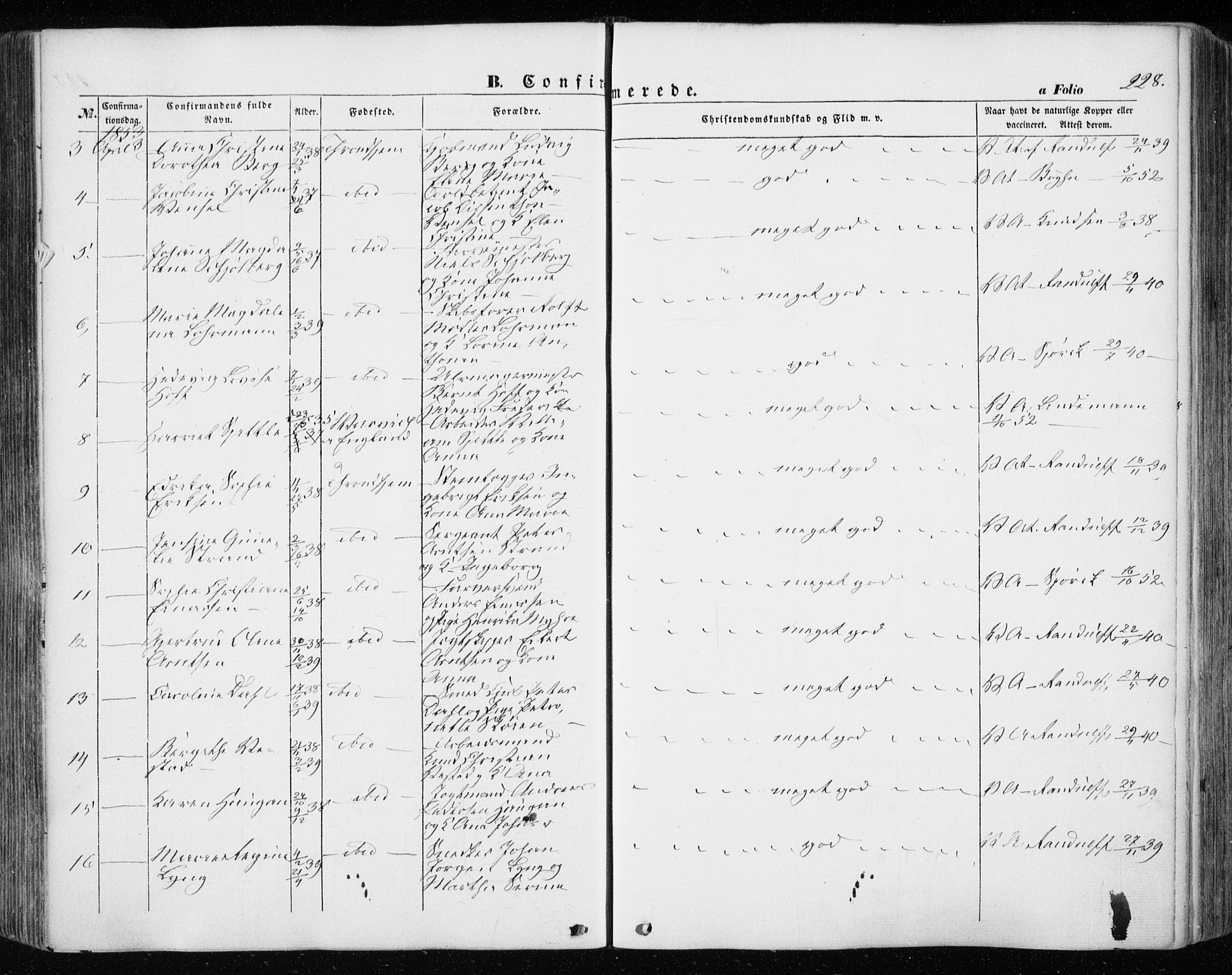 Ministerialprotokoller, klokkerbøker og fødselsregistre - Sør-Trøndelag, SAT/A-1456/601/L0051: Ministerialbok nr. 601A19, 1848-1857, s. 228