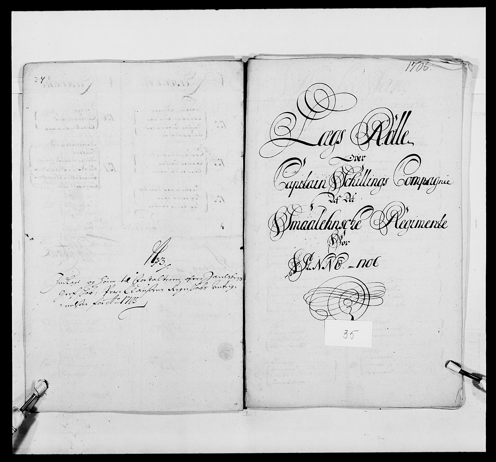 Kommanderende general (KG I) med Det norske krigsdirektorium, AV/RA-EA-5419/E/Ea/L0494: Smålenske regiment, 1697-1717, s. 291