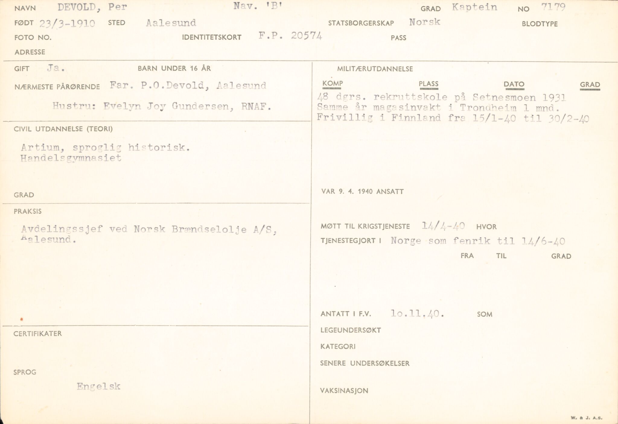 Forsvaret, Forsvarets overkommando/Luftforsvarsstaben, RA/RAFA-4079/P/Pa/L0024: Personellpapirer, 1910, s. 133
