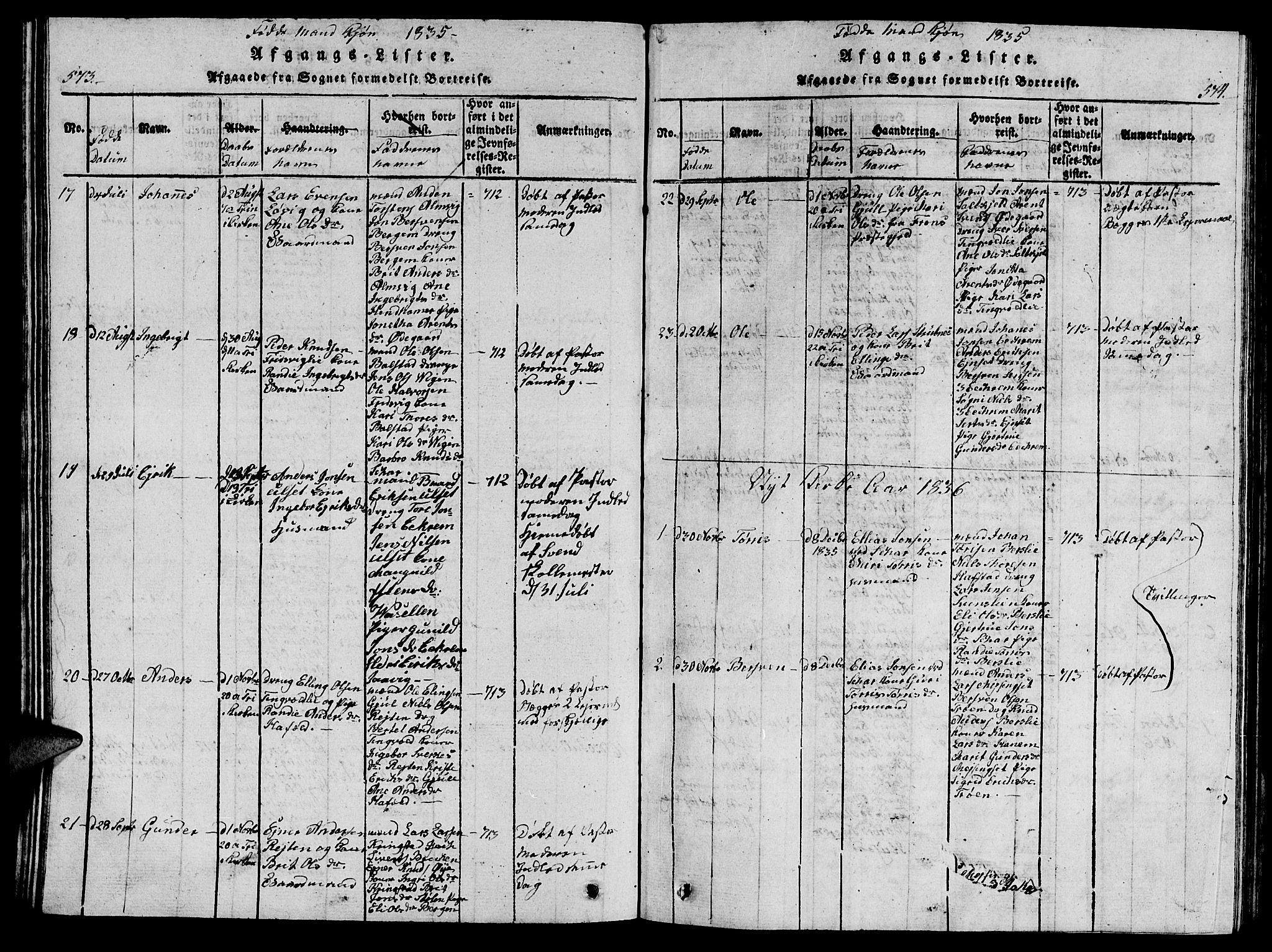 Ministerialprotokoller, klokkerbøker og fødselsregistre - Møre og Romsdal, AV/SAT-A-1454/586/L0990: Klokkerbok nr. 586C01, 1819-1837, s. 573-574