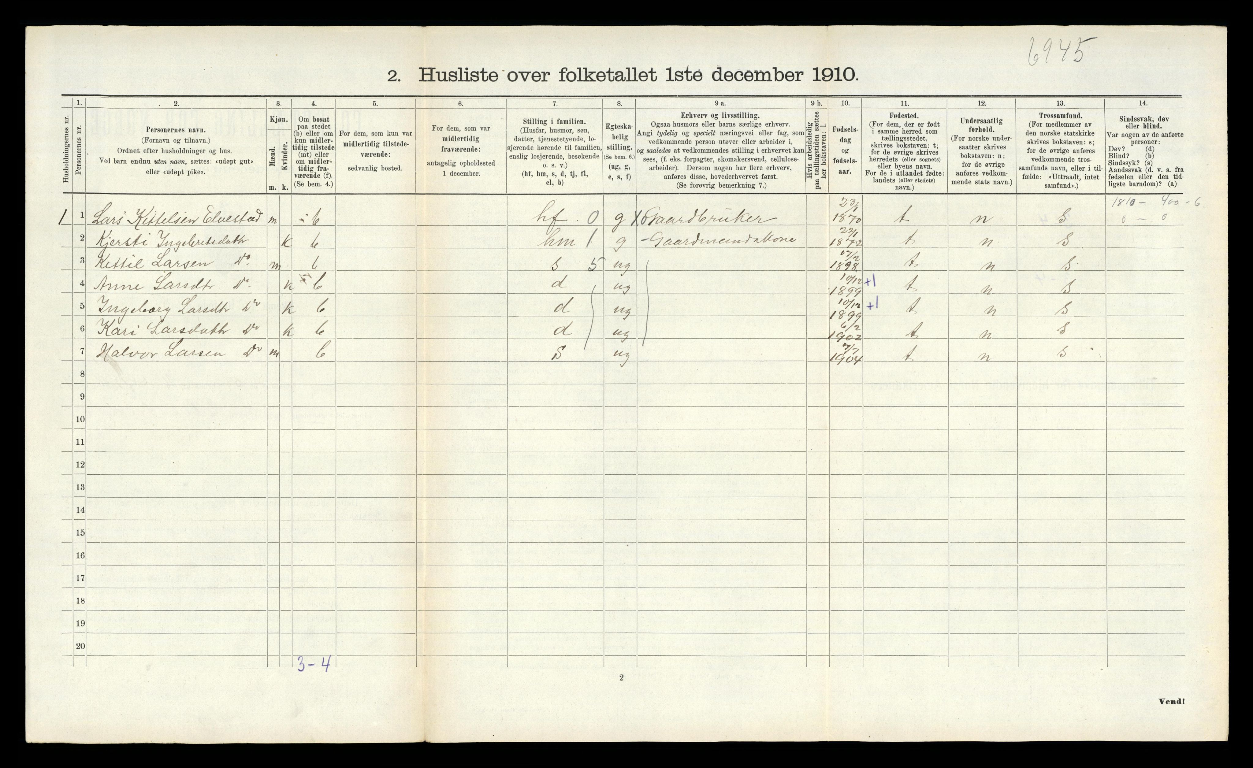 RA, Folketelling 1910 for 0822 Sauherad herred, 1910, s. 722