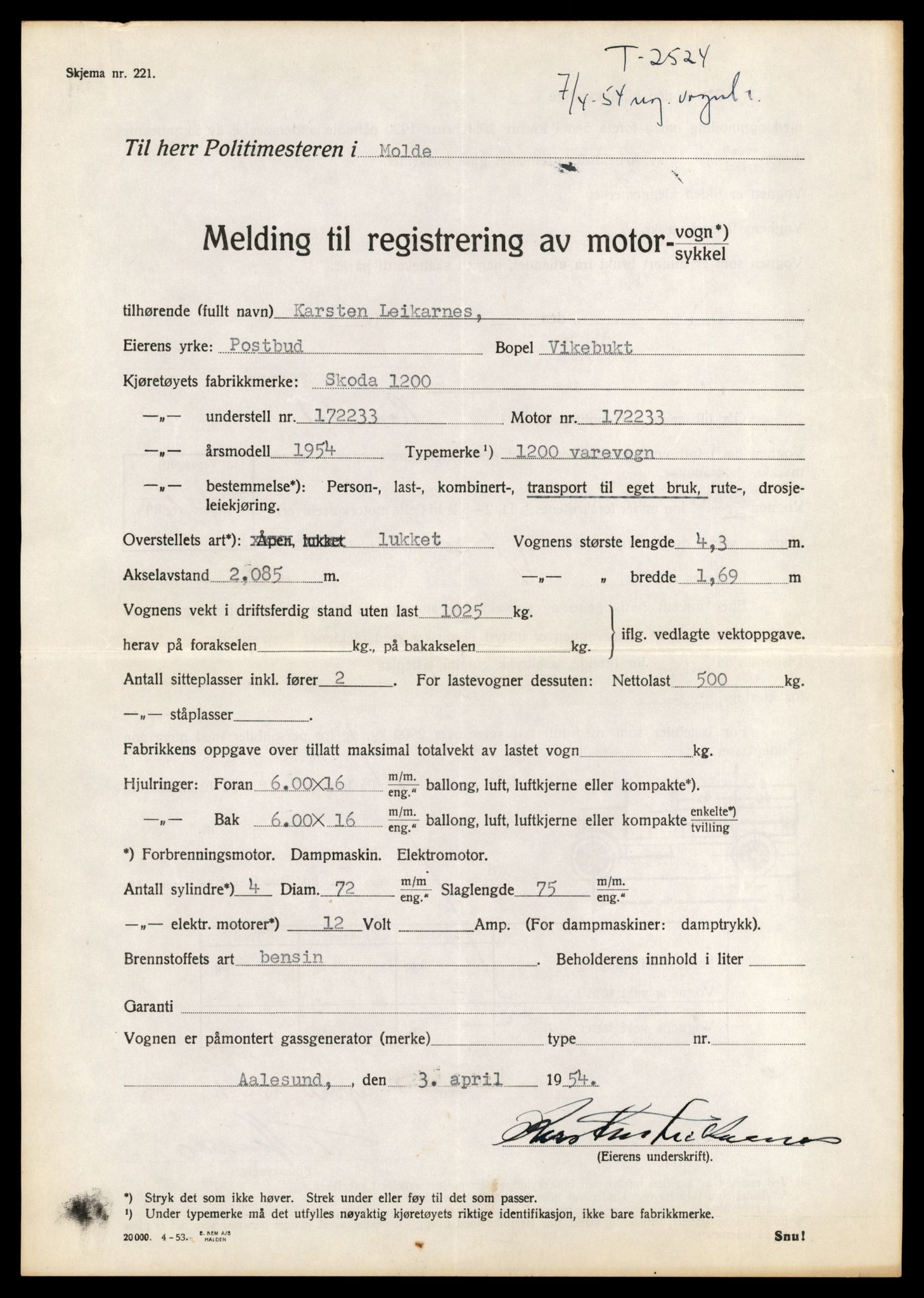 Møre og Romsdal vegkontor - Ålesund trafikkstasjon, AV/SAT-A-4099/F/Fe/L0035: Registreringskort for kjøretøy T 12653 - T 12829, 1927-1998, s. 1376