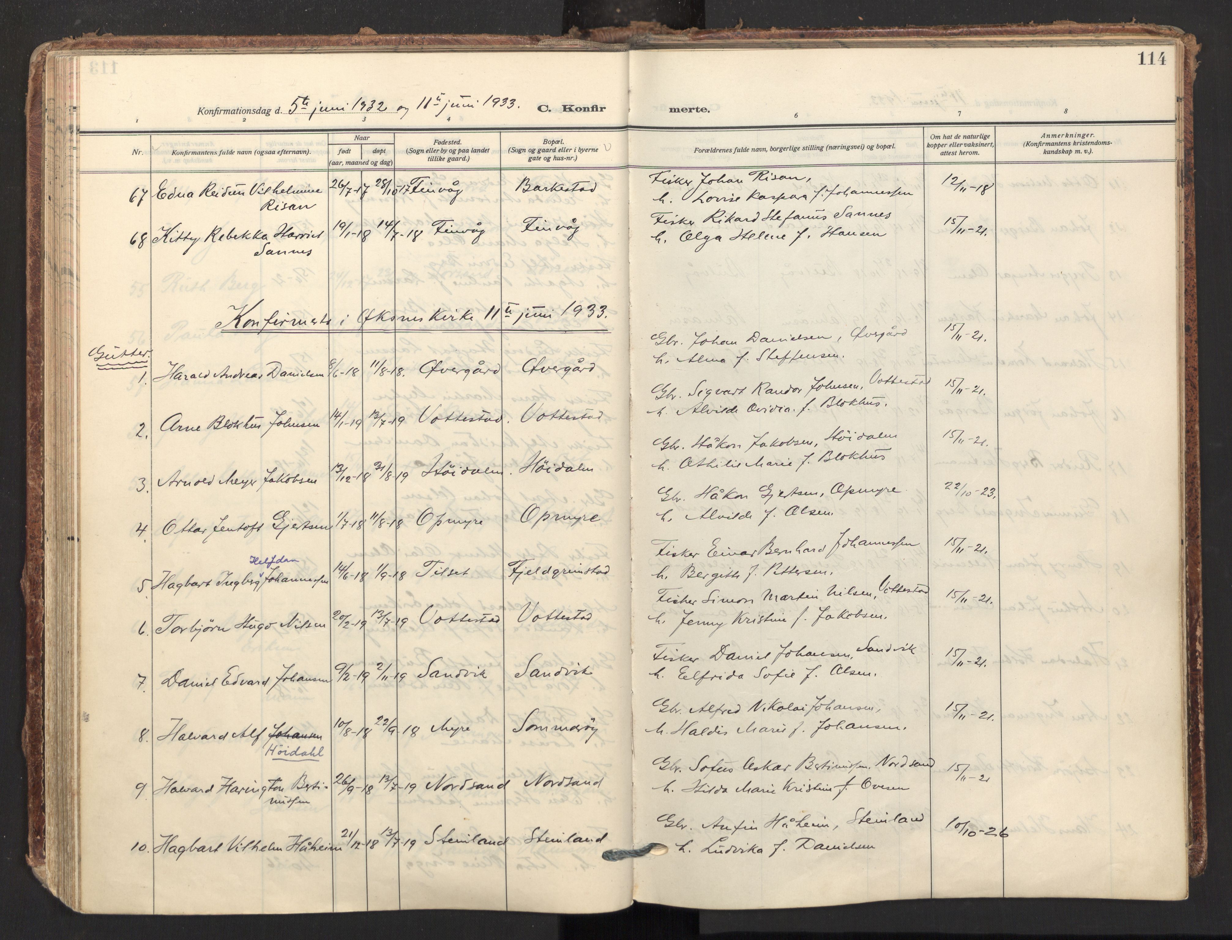 Ministerialprotokoller, klokkerbøker og fødselsregistre - Nordland, AV/SAT-A-1459/893/L1344: Ministerialbok nr. 893A16, 1929-1946, s. 114
