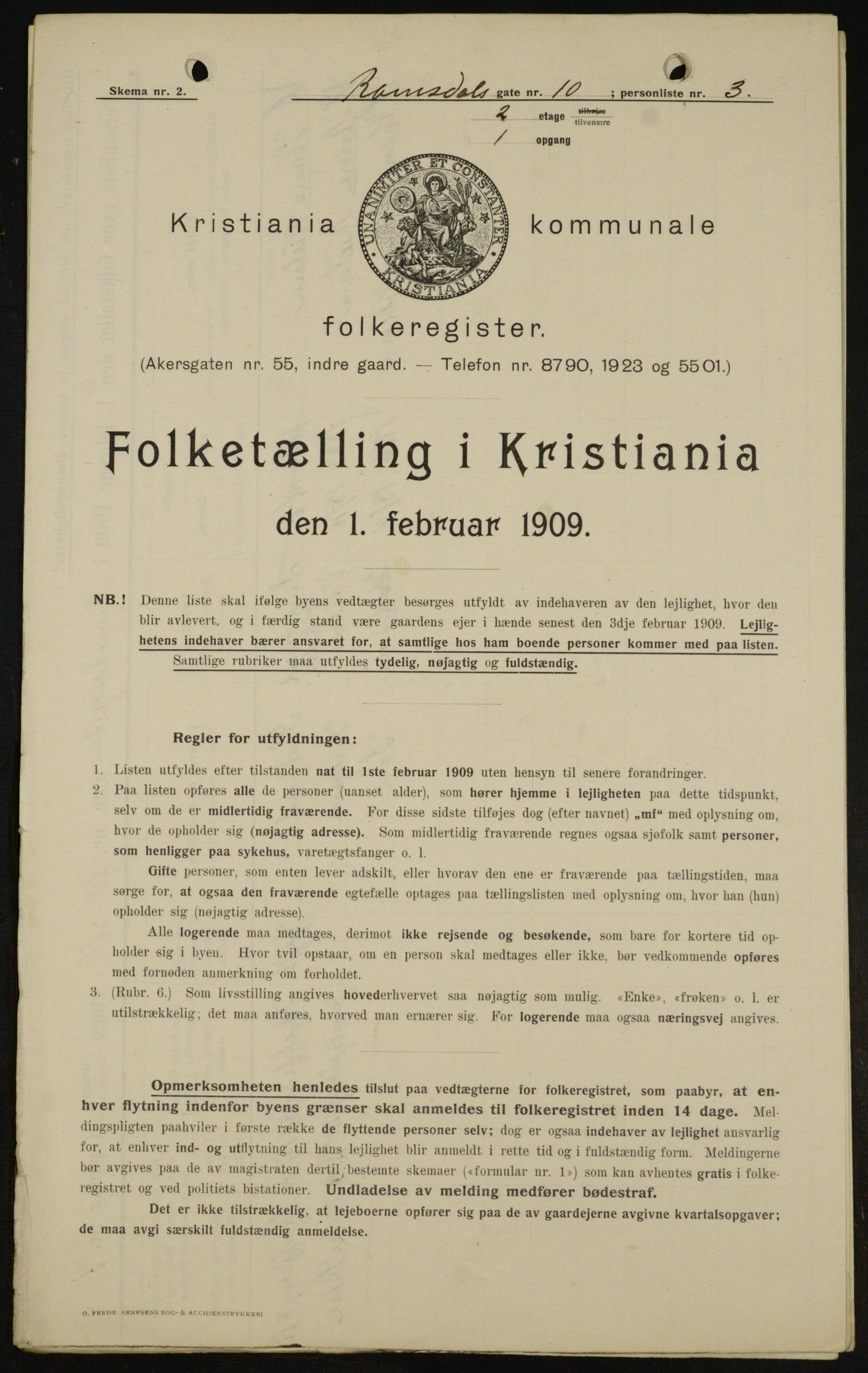 OBA, Kommunal folketelling 1.2.1909 for Kristiania kjøpstad, 1909, s. 75569