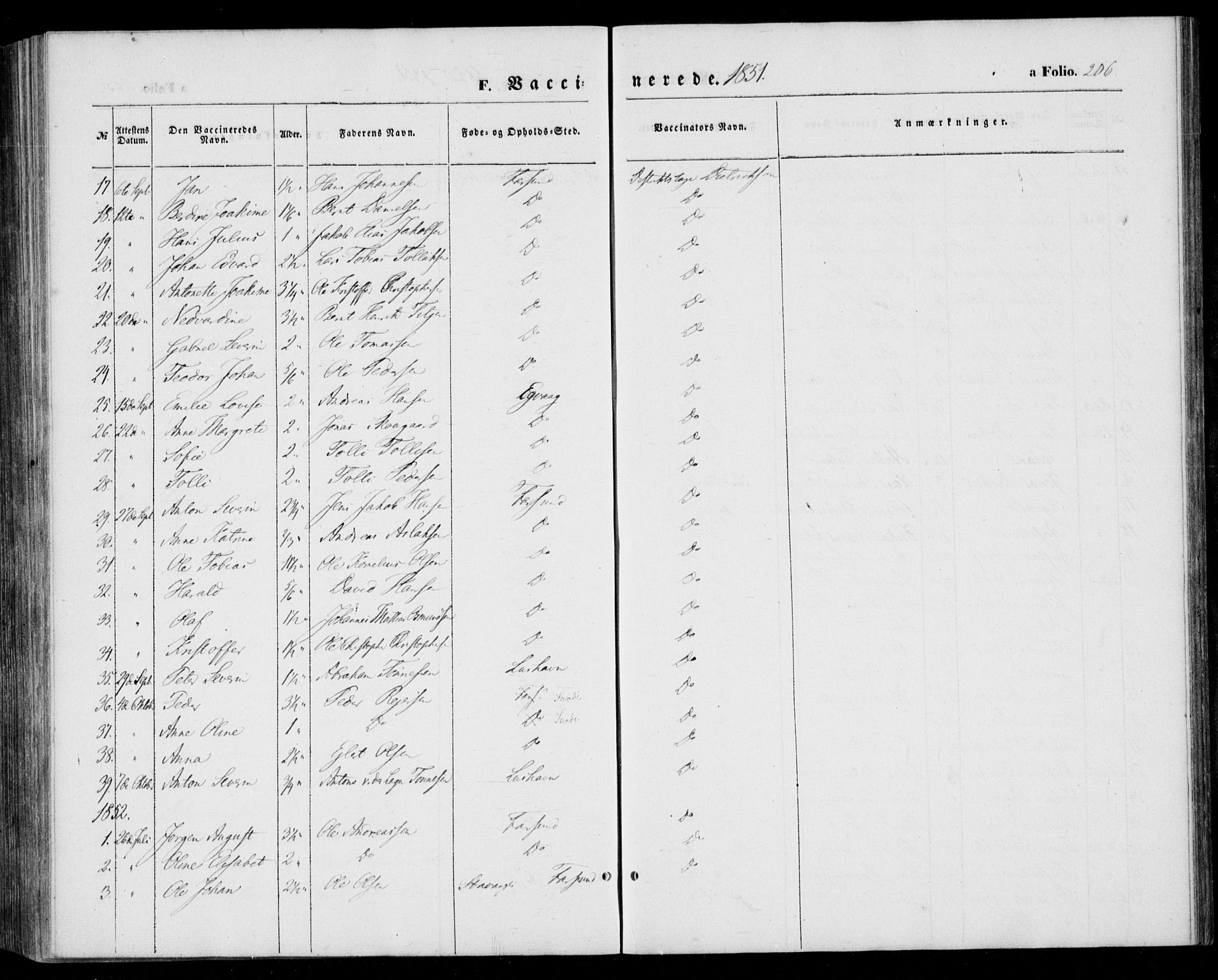 Farsund sokneprestkontor, AV/SAK-1111-0009/F/Fa/L0004: Ministerialbok nr. A 4, 1847-1863, s. 206