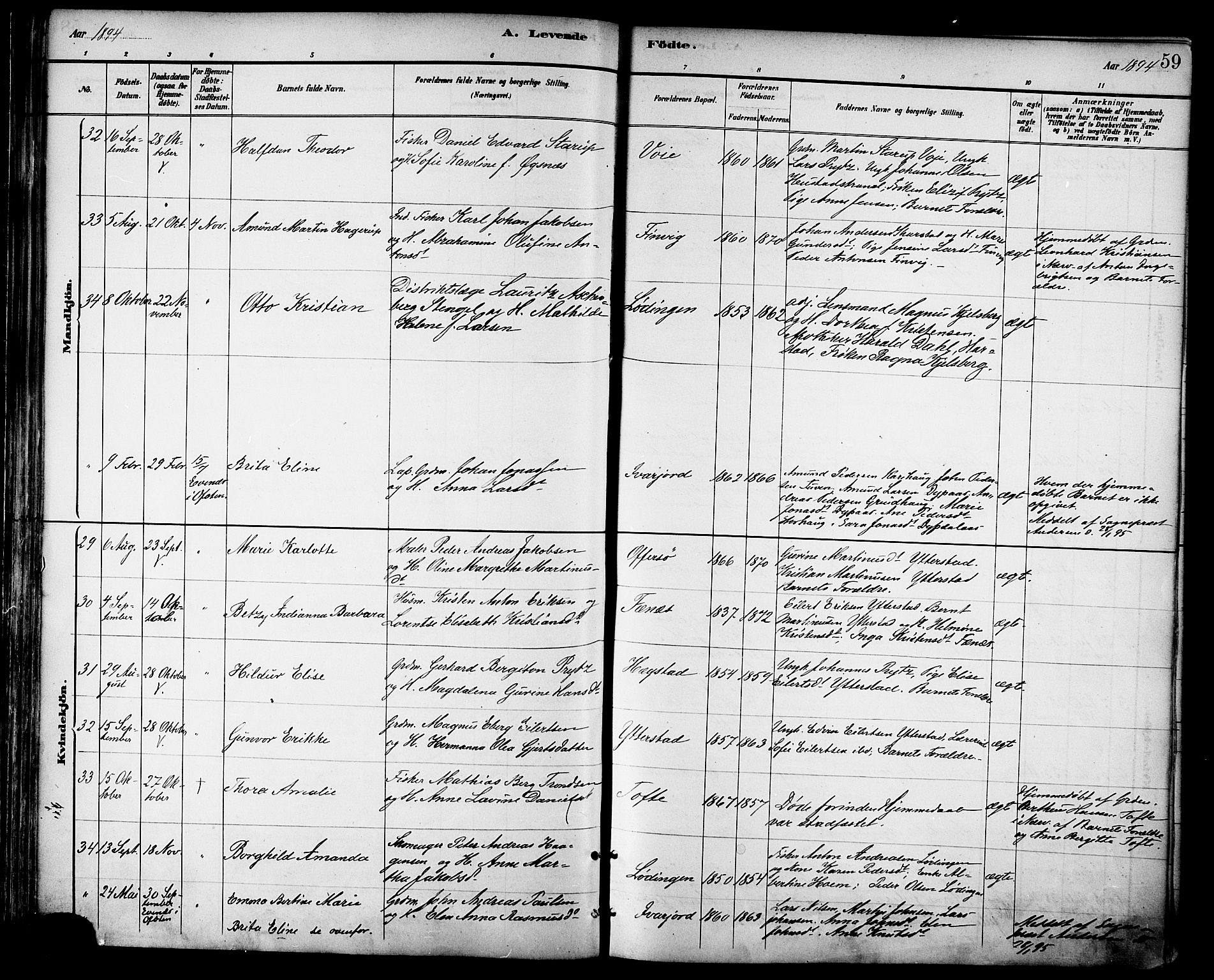 Ministerialprotokoller, klokkerbøker og fødselsregistre - Nordland, AV/SAT-A-1459/872/L1035: Ministerialbok nr. 872A10, 1884-1896, s. 59