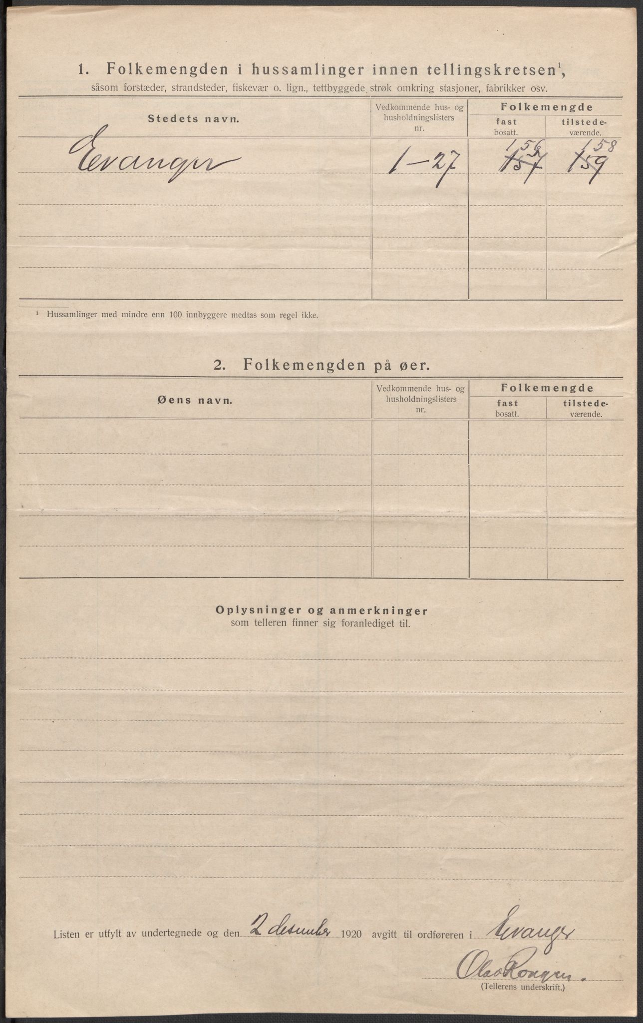 SAB, Folketelling 1920 for 1237 Evanger herred, 1920, s. 35