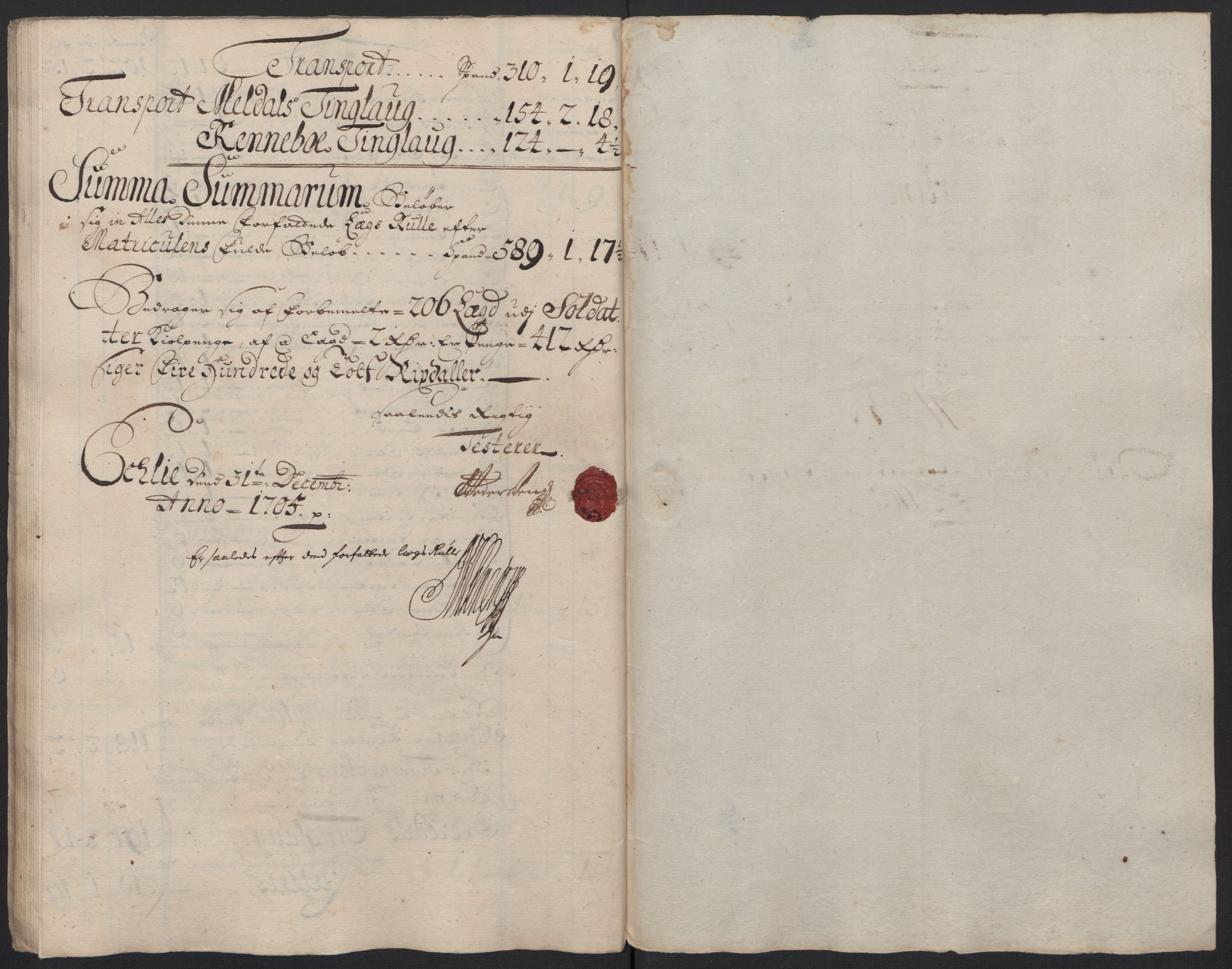 Rentekammeret inntil 1814, Reviderte regnskaper, Fogderegnskap, RA/EA-4092/R60/L3955: Fogderegnskap Orkdal og Gauldal, 1705, s. 118