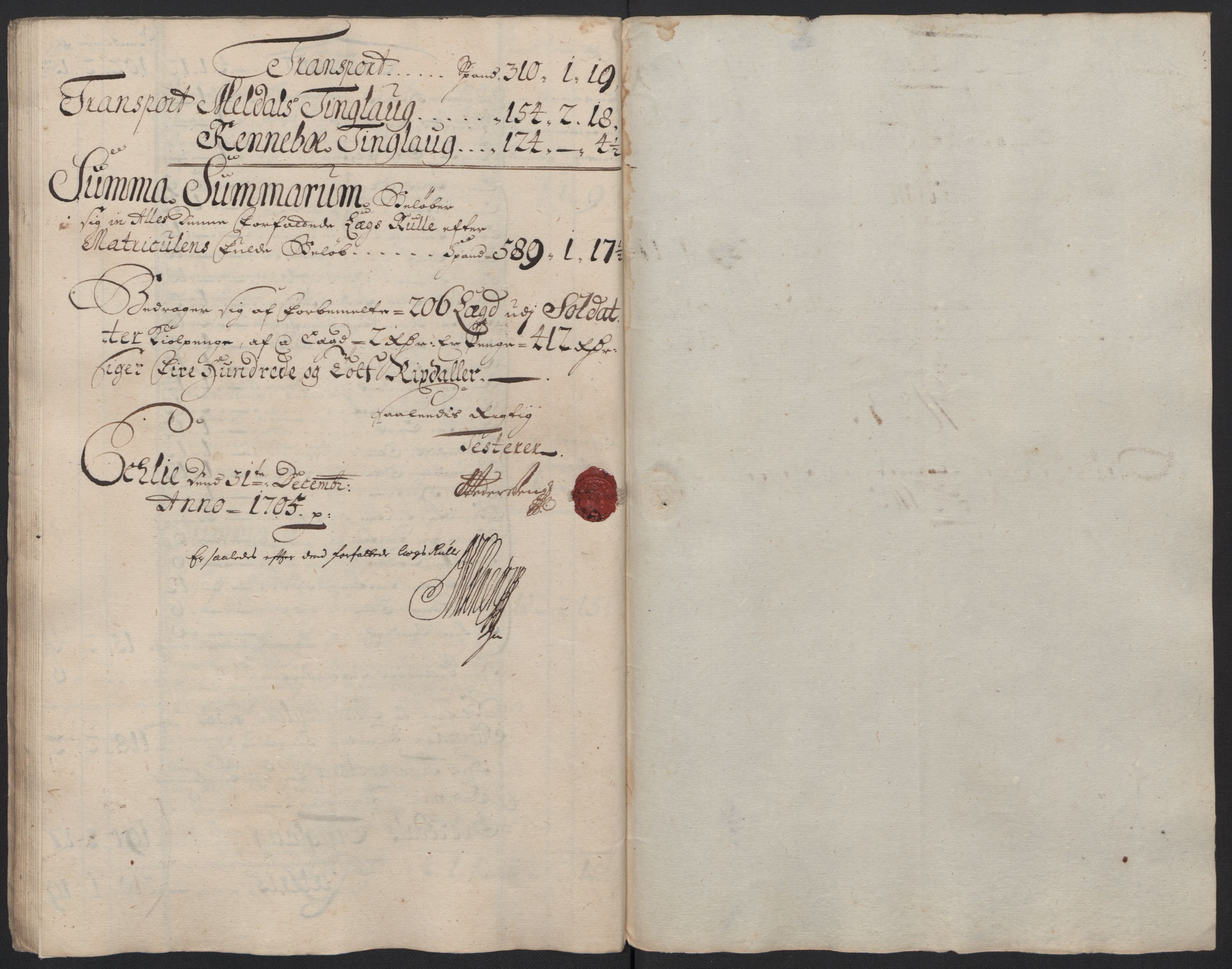 Rentekammeret inntil 1814, Reviderte regnskaper, Fogderegnskap, AV/RA-EA-4092/R60/L3955: Fogderegnskap Orkdal og Gauldal, 1705, s. 118