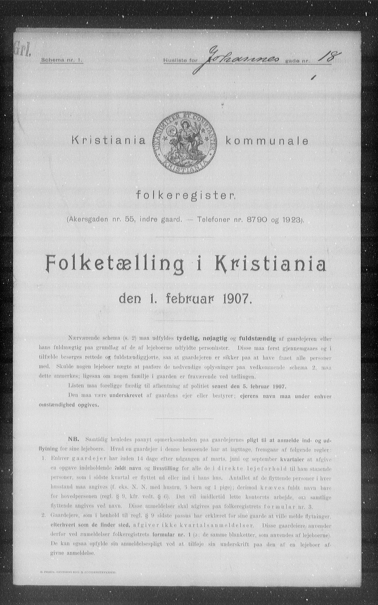 OBA, Kommunal folketelling 1.2.1907 for Kristiania kjøpstad, 1907, s. 24024